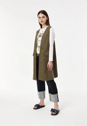 Long Basic Pocketed Gilet