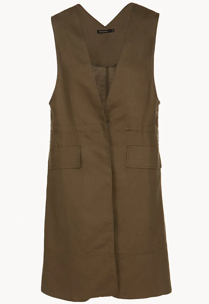Long Basic Pocketed Gilet