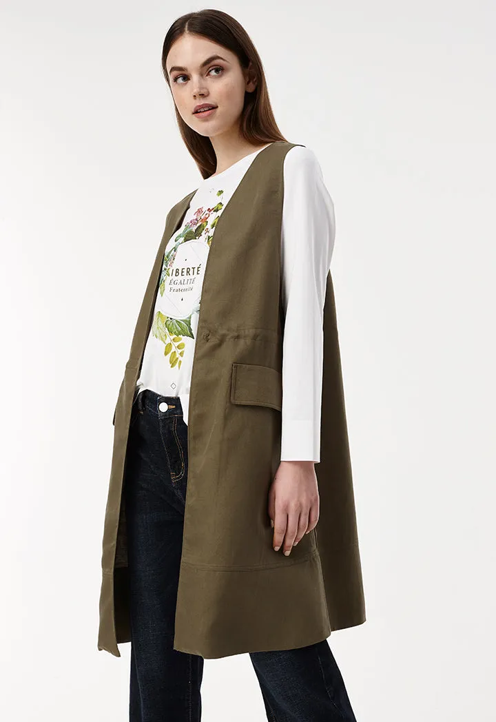 Long Basic Pocketed Gilet