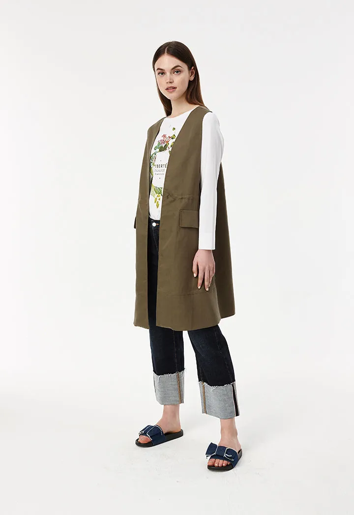 Long Basic Pocketed Gilet