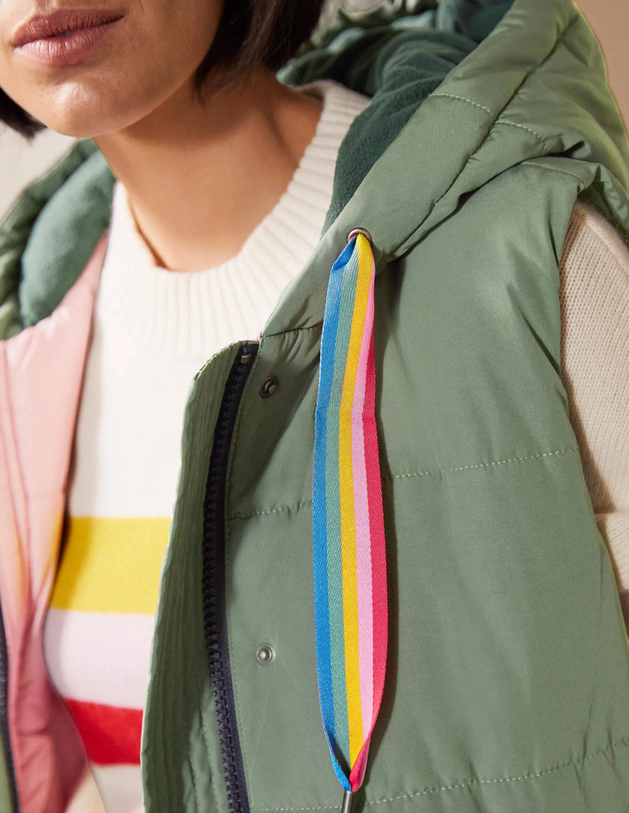 Long Puffer Gilet-Alder/Milkshake