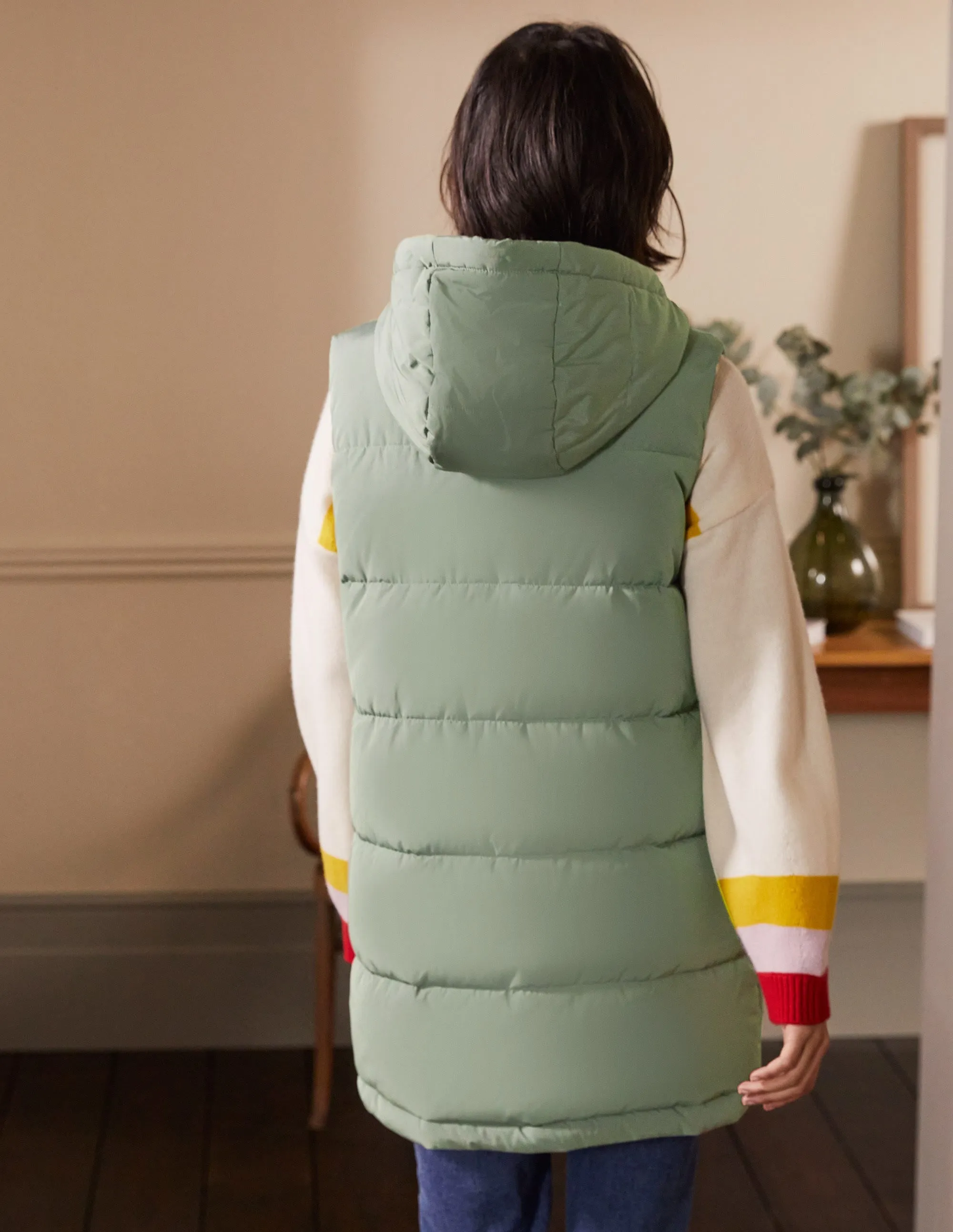 Long Puffer Gilet-Alder/Milkshake