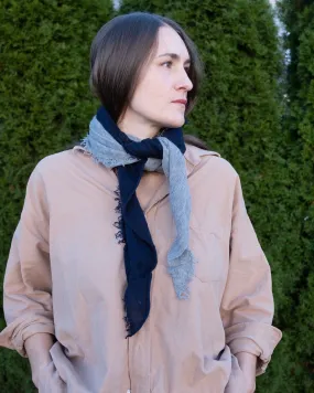 Love Duo Cashmere Scarf in Navy & Heather Grey