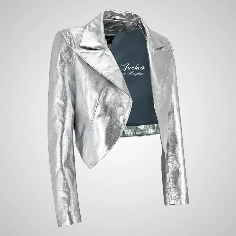 LUISA Ladies Leather Bolero Jacket Silver/Golden Leather Jackets