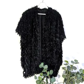 Luxe faux Ostrich feather mid-length gilet
