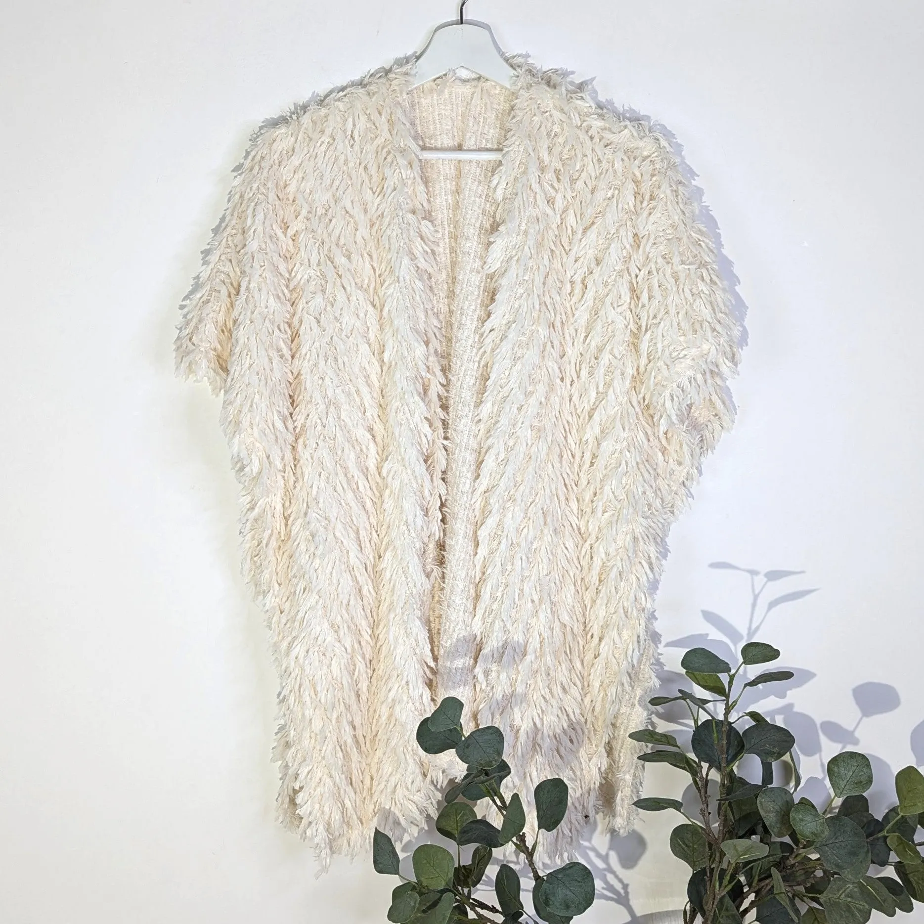 Luxe faux Ostrich feather mid-length gilet