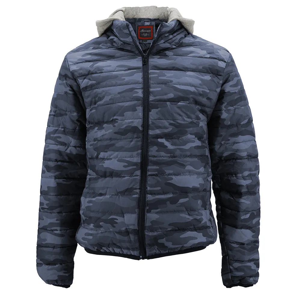 Maximos Men's BAH BAH Removable Hood Camouflage Print Puffer Jacket