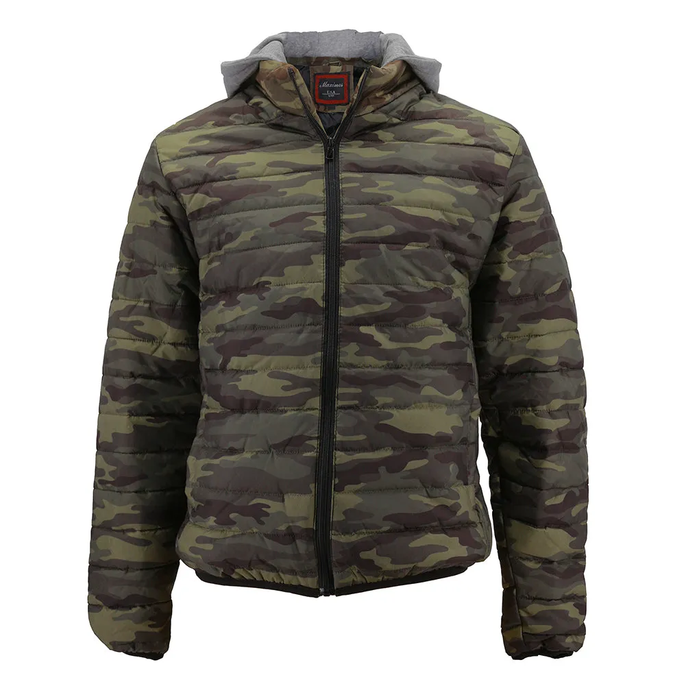 Maximos Men's BAH BAH Removable Hood Camouflage Print Puffer Jacket