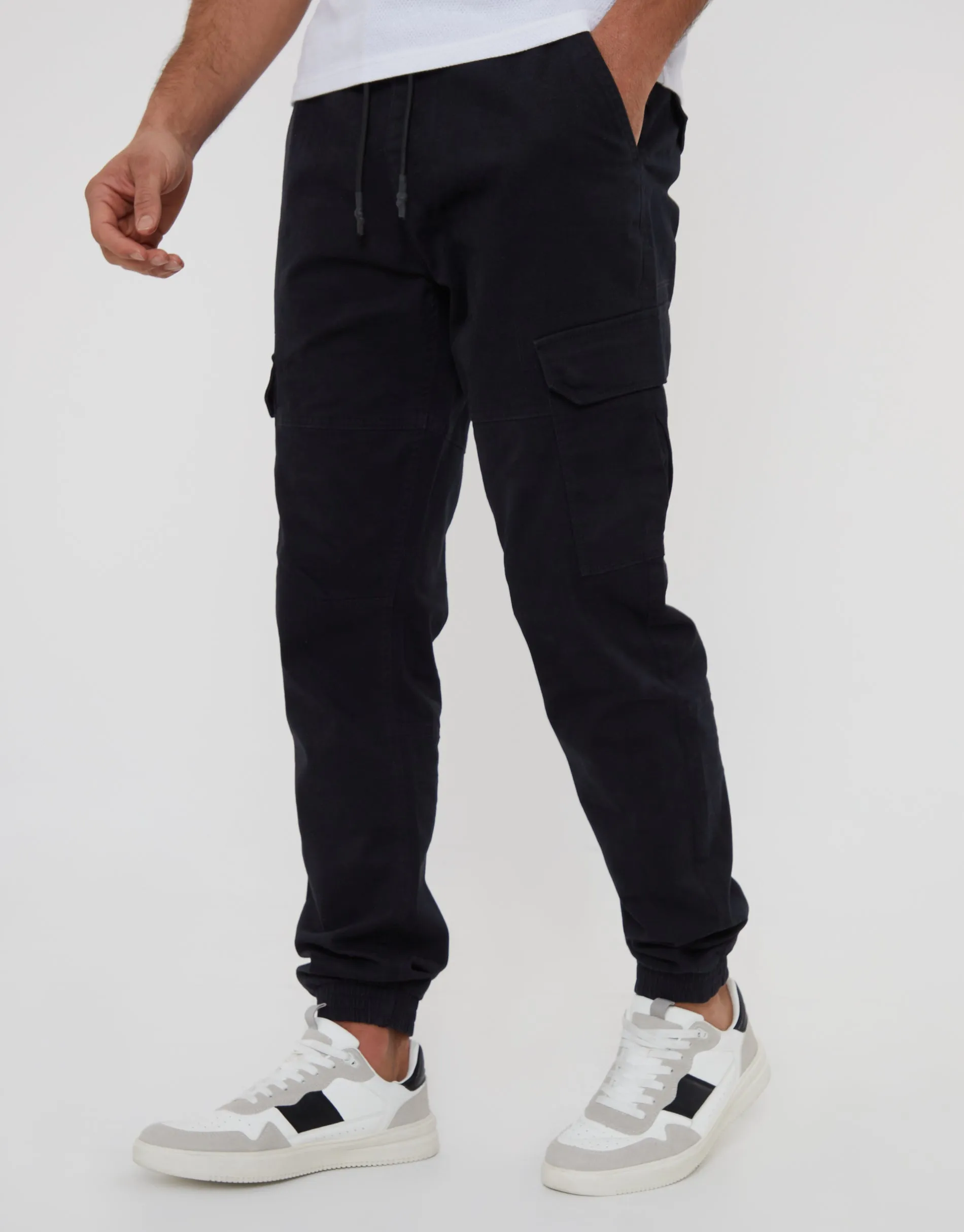 Men's Black Jogger Style Cargo Trousers