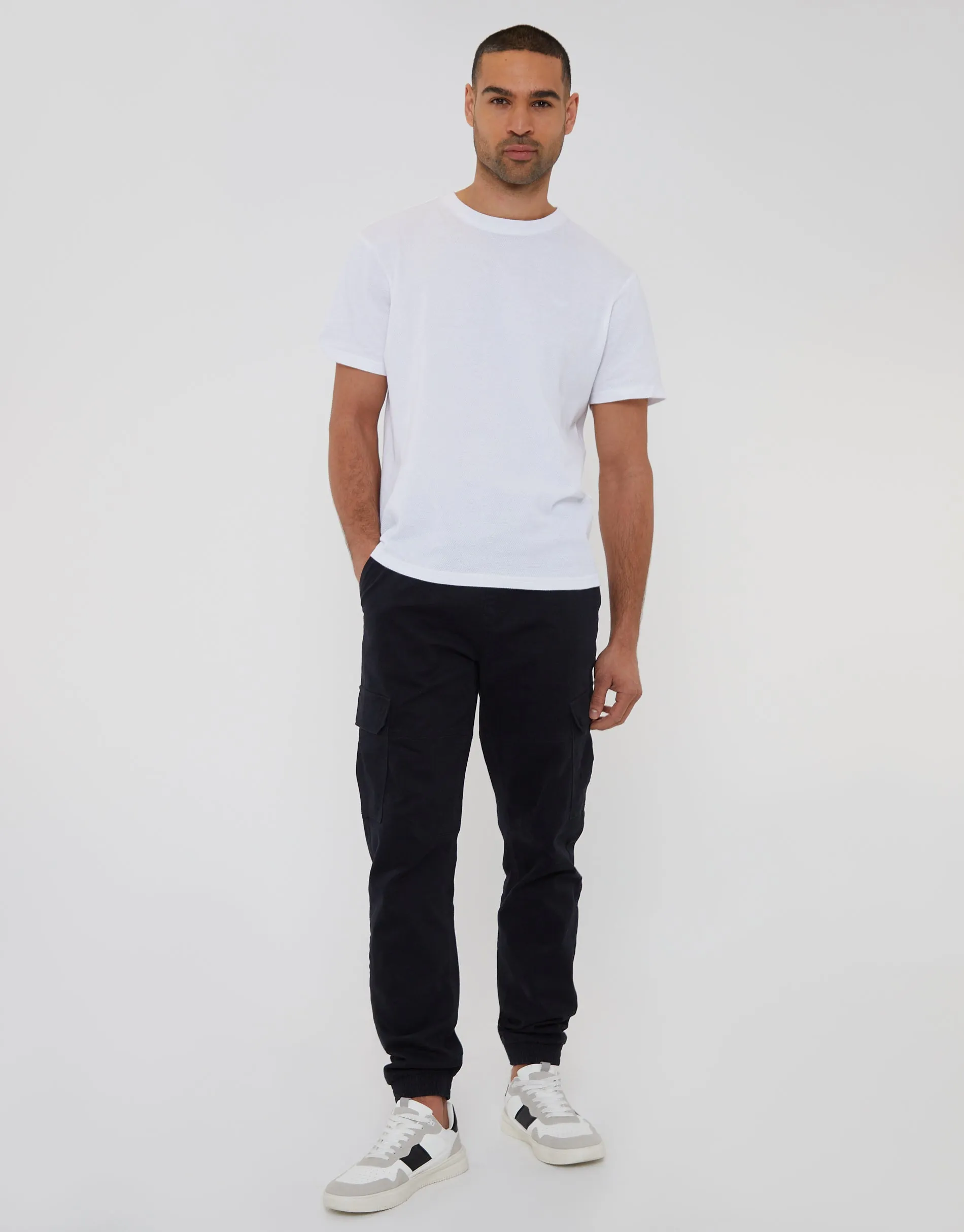 Men's Black Jogger Style Cargo Trousers