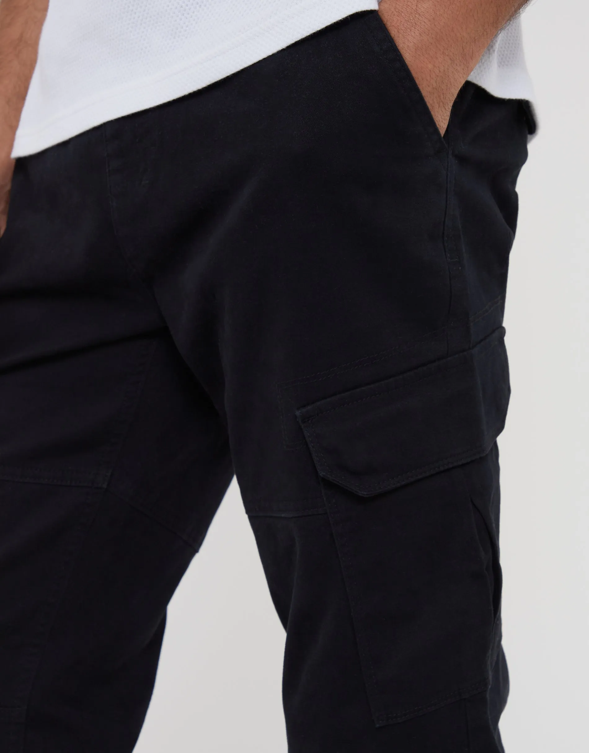 Men's Black Jogger Style Cargo Trousers
