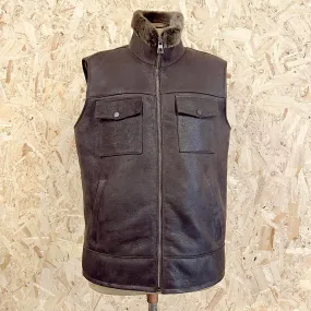 MEN'S GILET / TEXTURED BROWN LEATHER