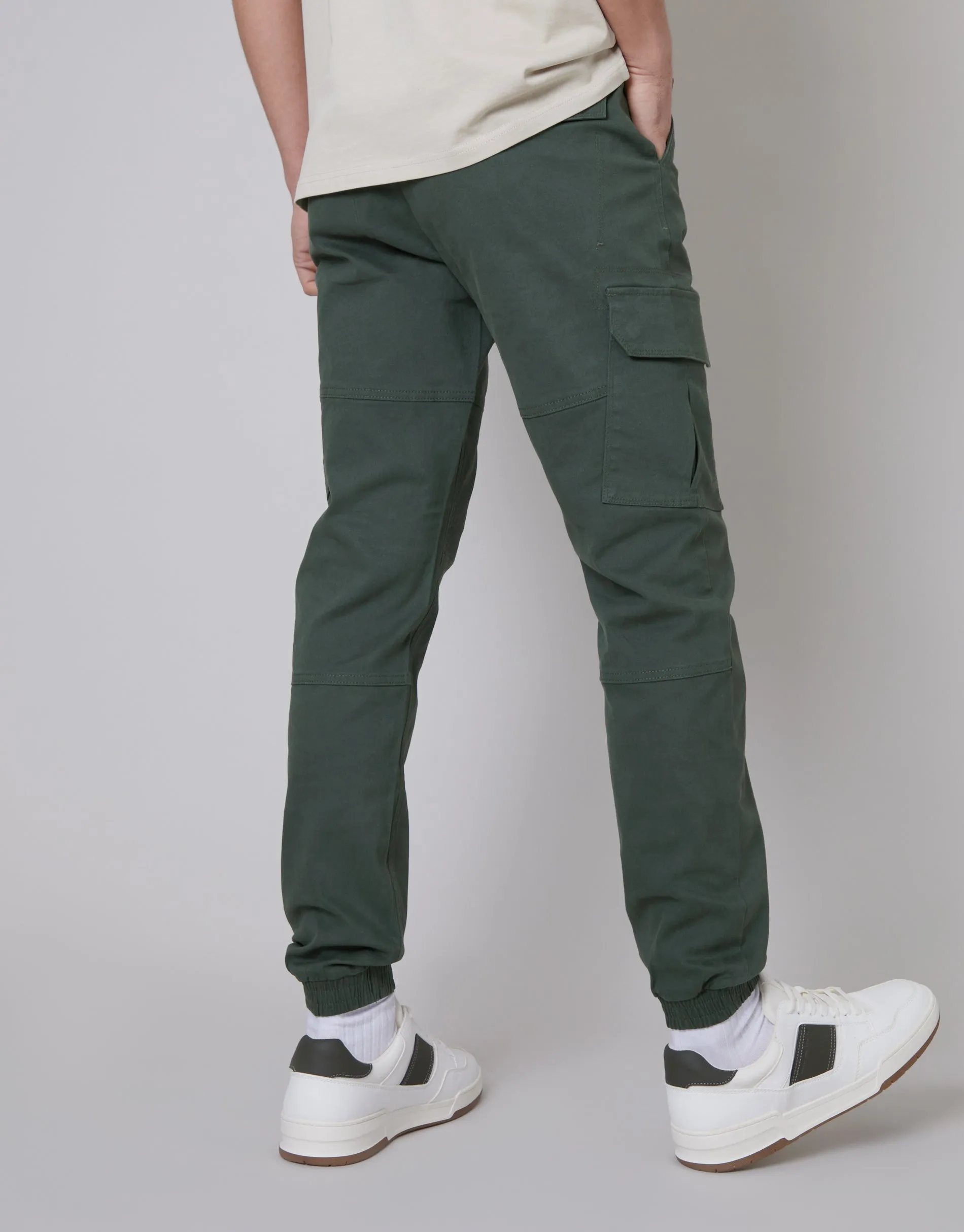 Men's Grey Jogger Style Cargo Trousers