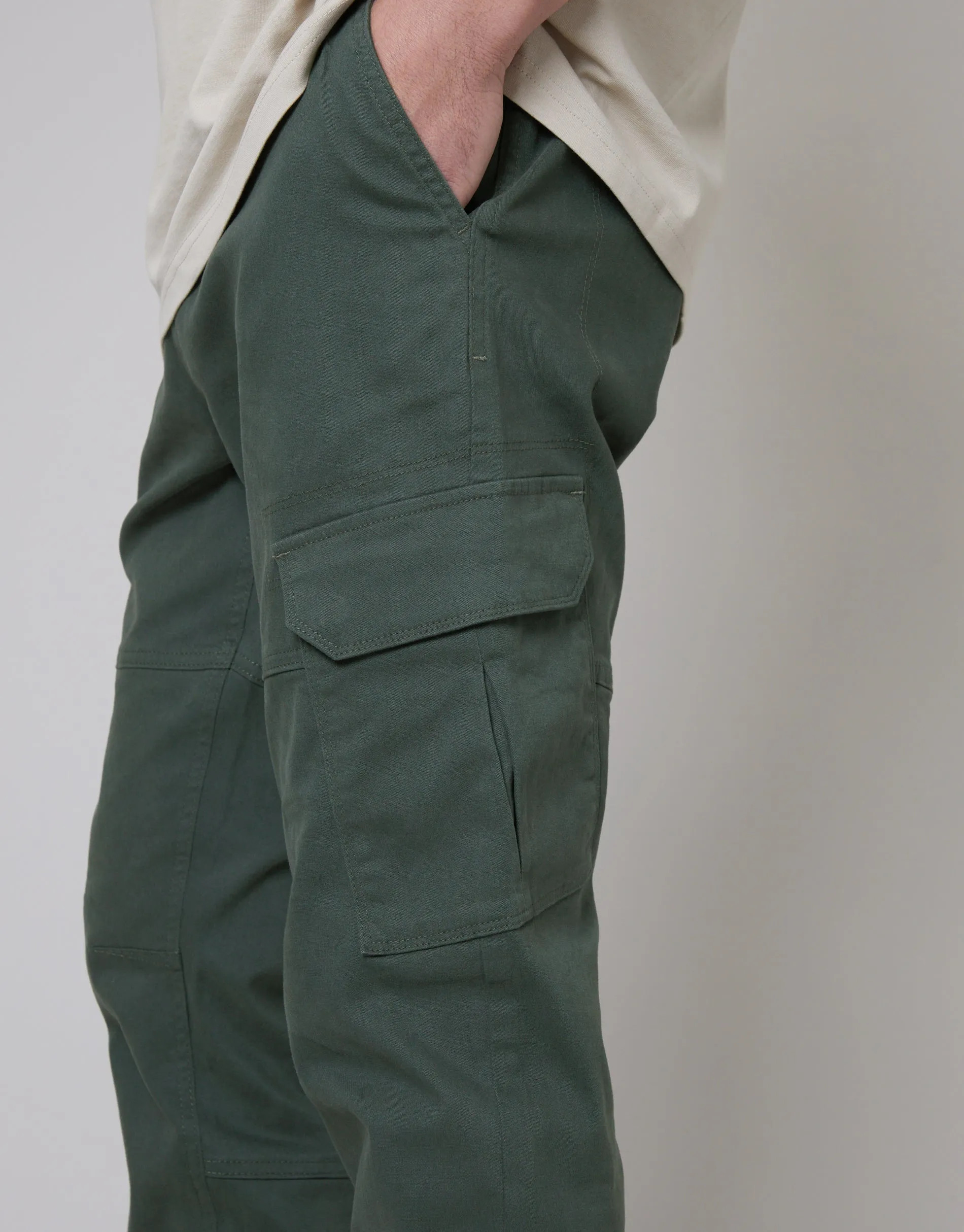 Men's Grey Jogger Style Cargo Trousers