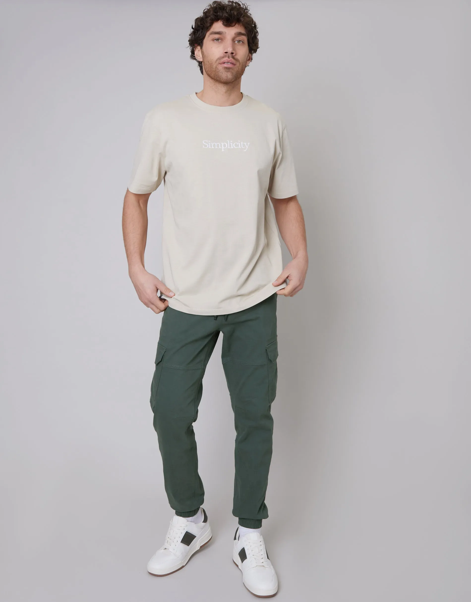 Men's Grey Jogger Style Cargo Trousers