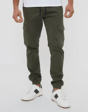 Men's Khaki Jogger Style Cargo Trousers