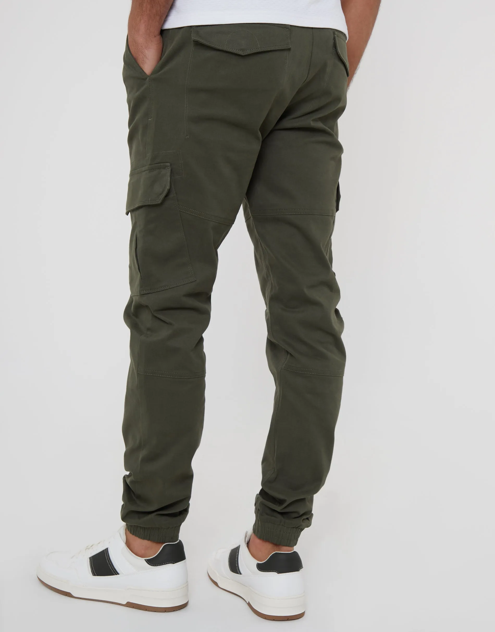Men's Khaki Jogger Style Cargo Trousers