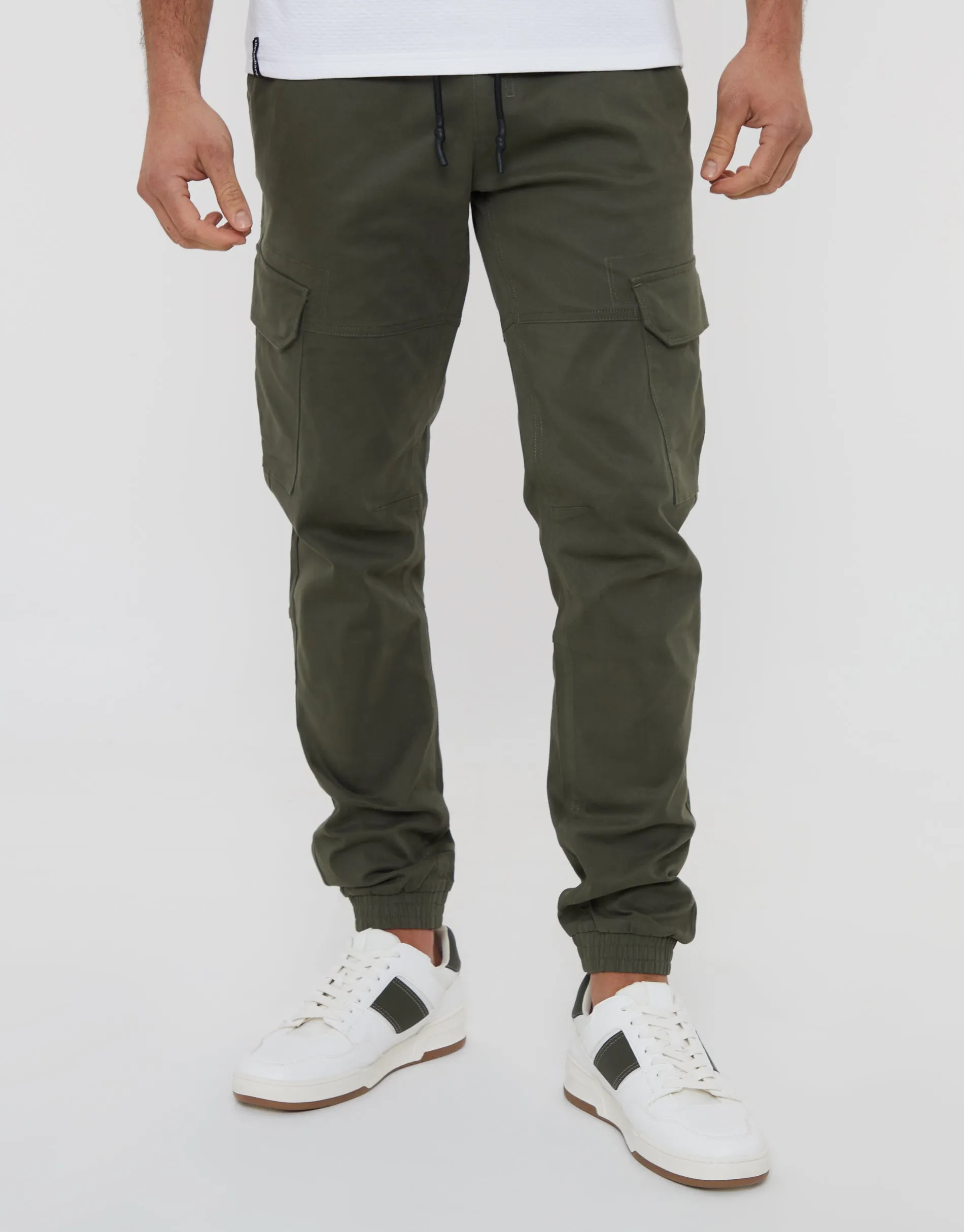 Men's Khaki Jogger Style Cargo Trousers