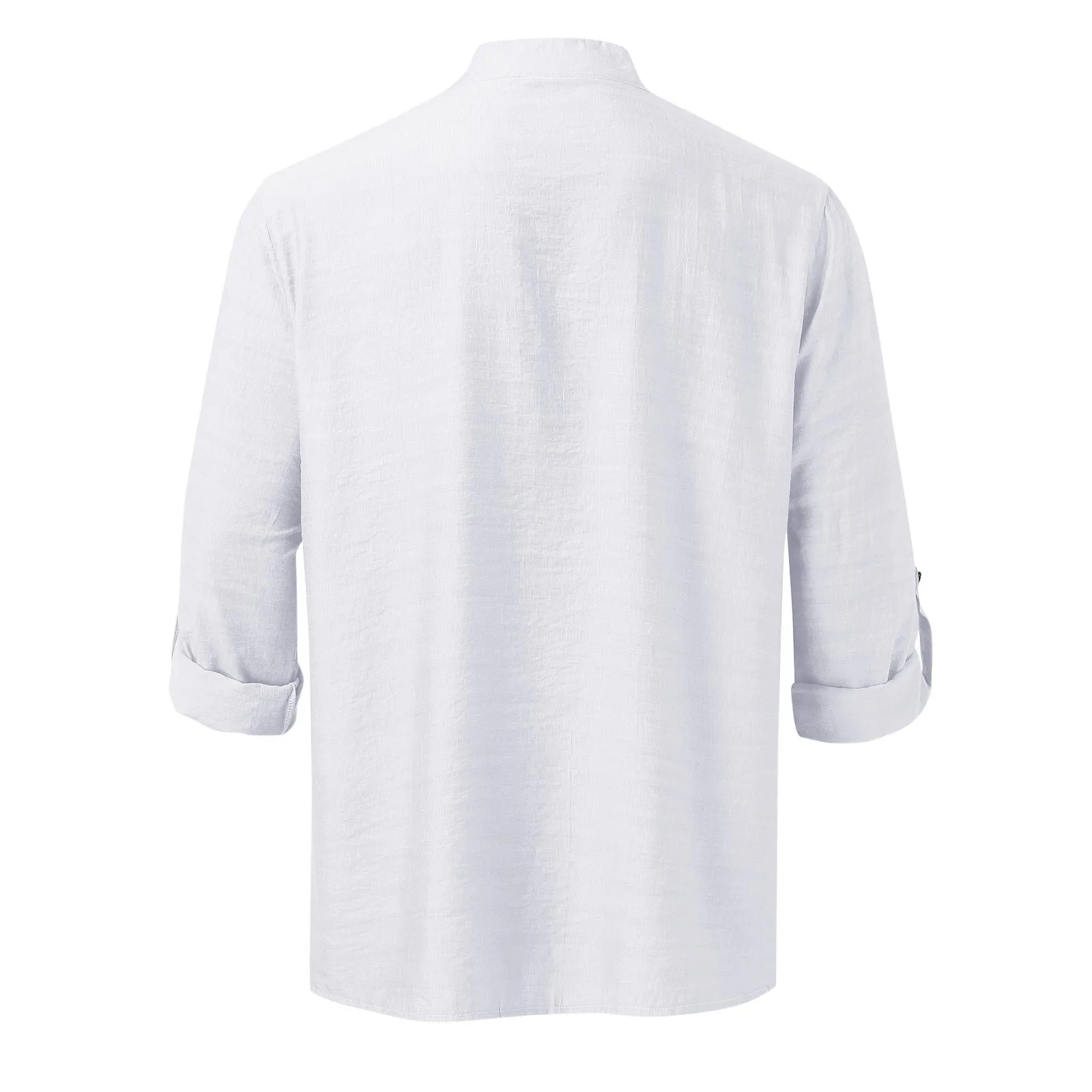 Men's Plus Size Full-Length Half Button Long Sleeve Shirt