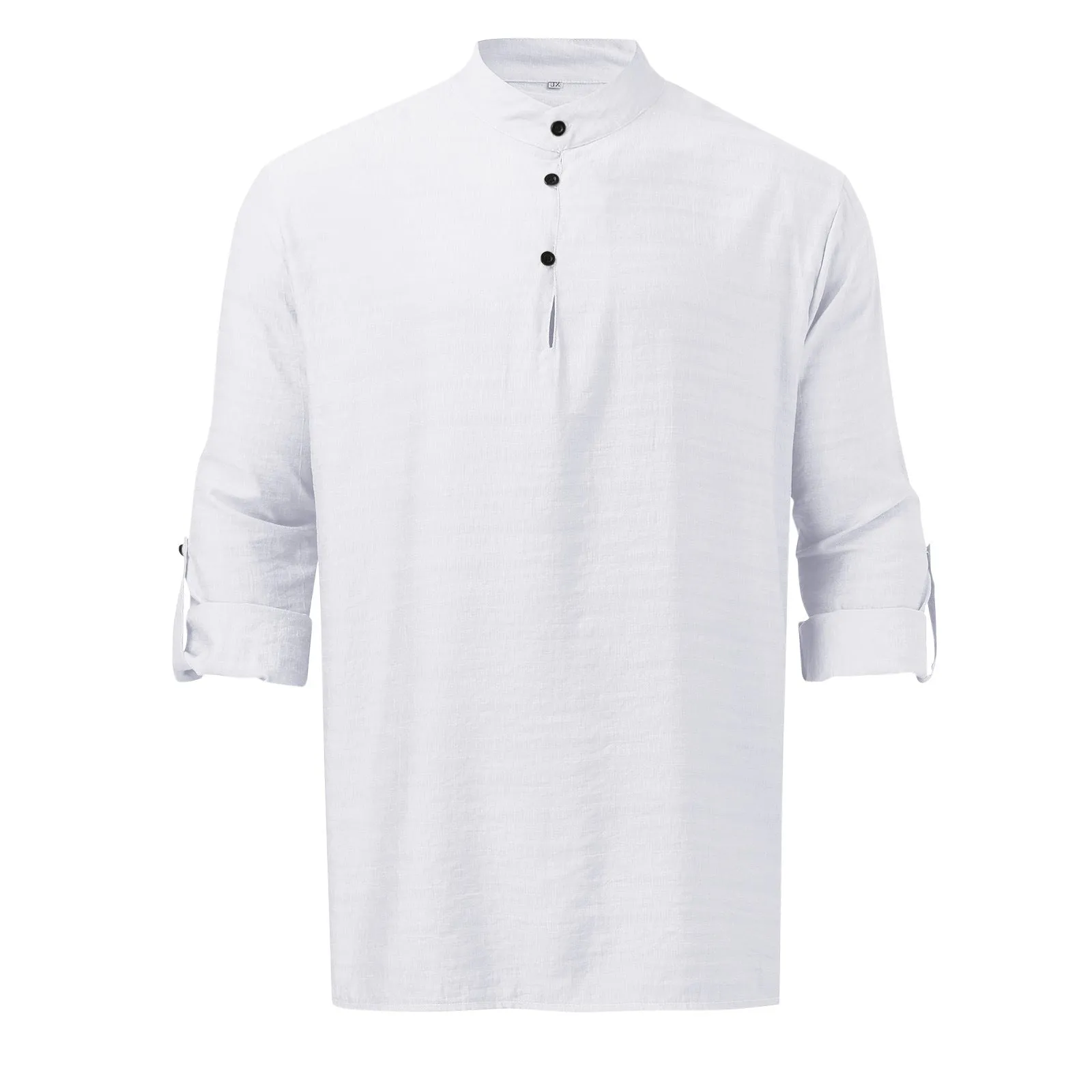 Men's Plus Size Full-Length Half Button Long Sleeve Shirt
