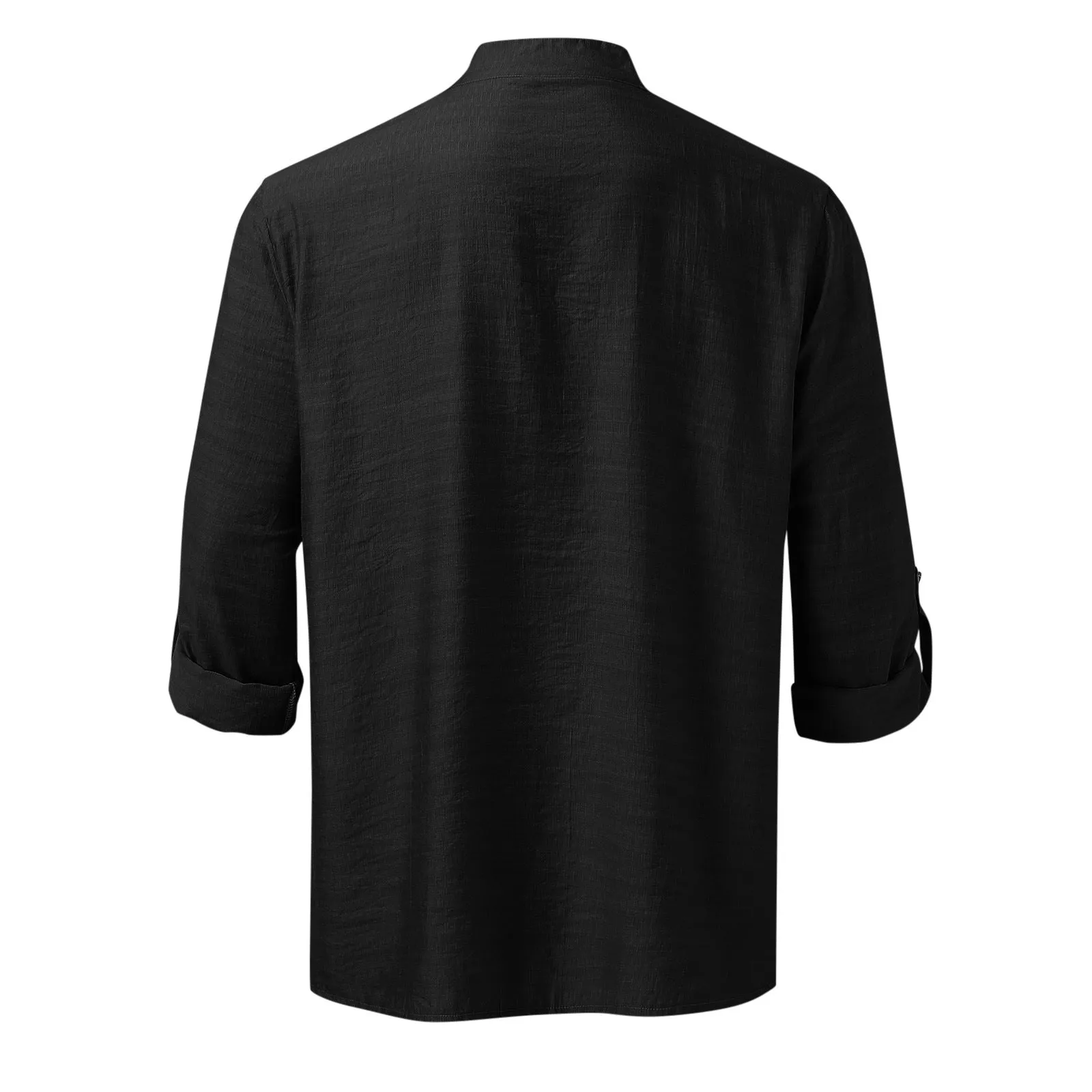 Men's Plus Size Full-Length Half Button Long Sleeve Shirt