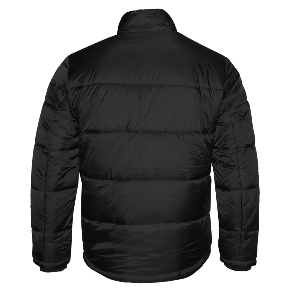 Mens Zip Puffer Jacket Warm Lining Front Side Pockets Zipper Button