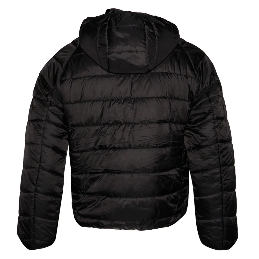 Mens Zip Puffer Jacket Warm Lining Front Side Pockets Zipper Button