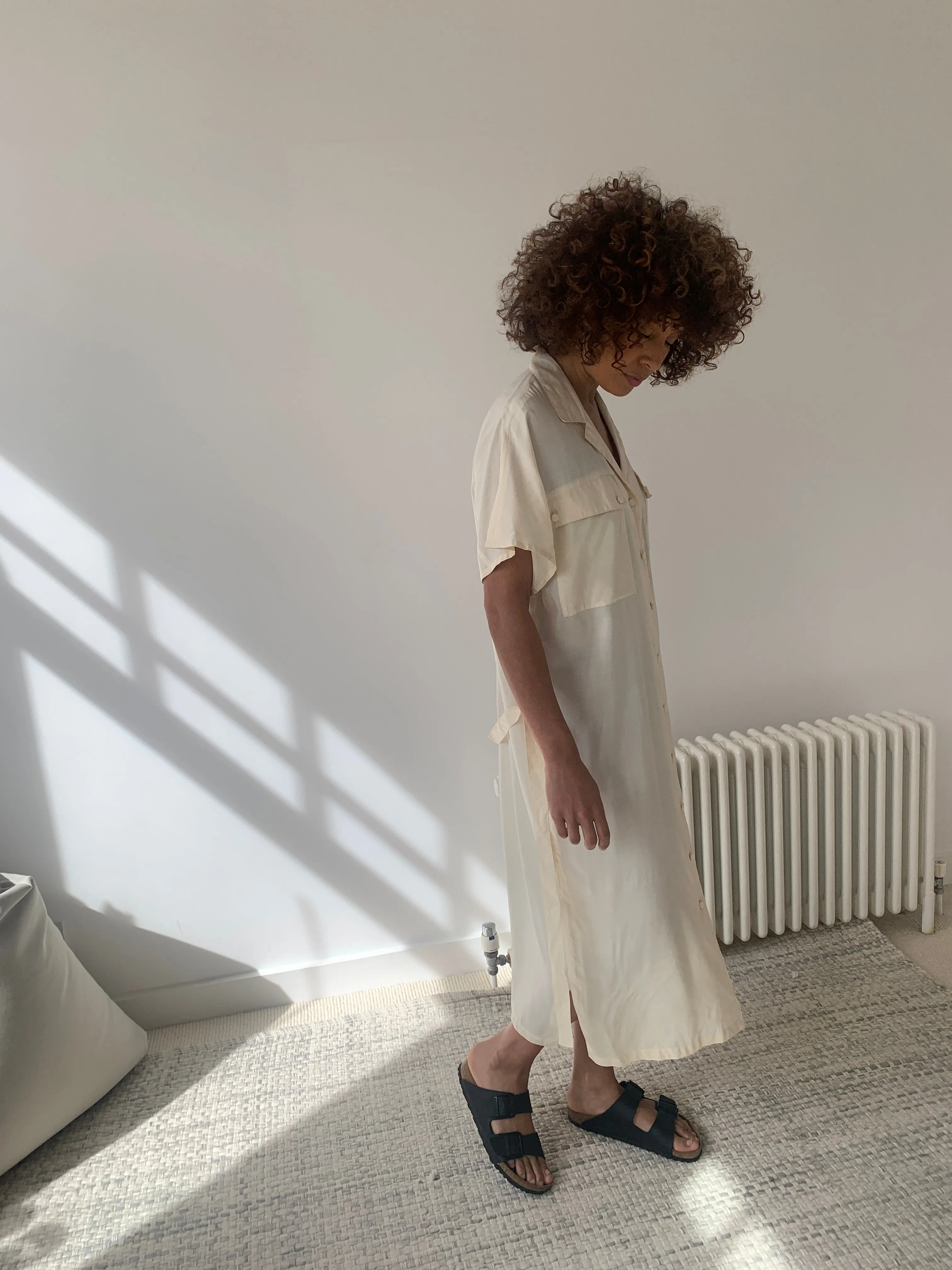 Minimal silk vintage shirt dress