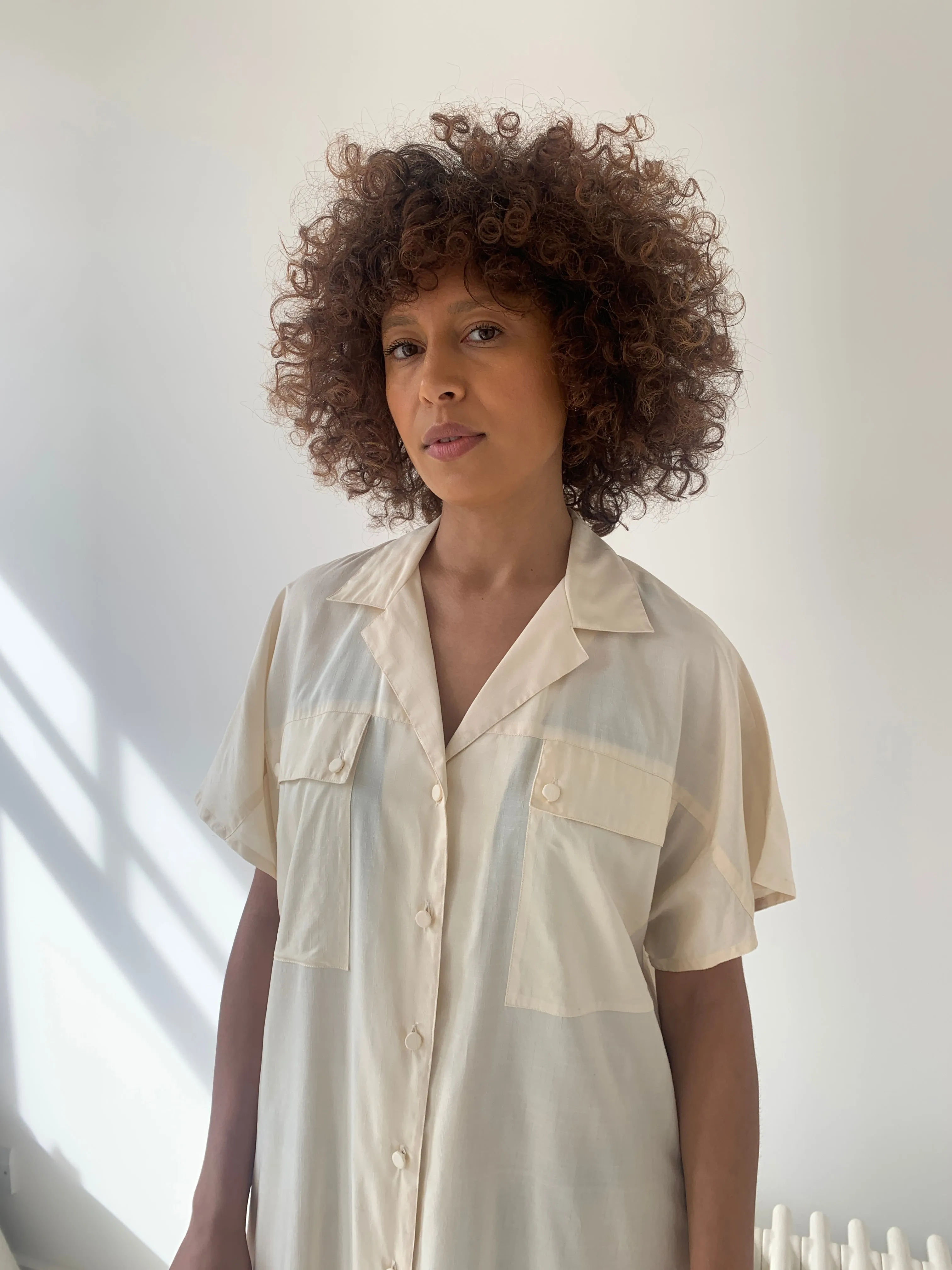 Minimal silk vintage shirt dress