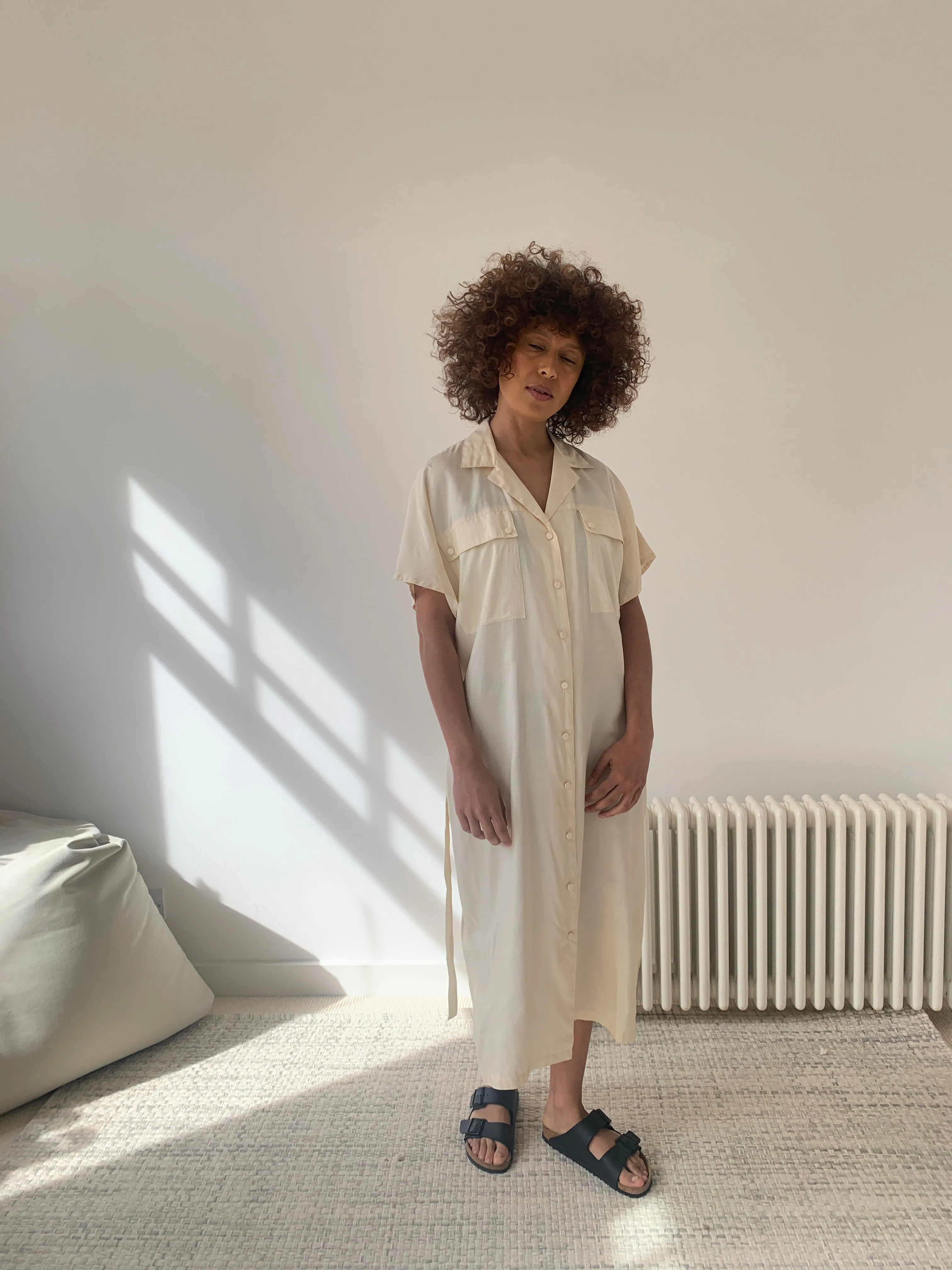 Minimal silk vintage shirt dress