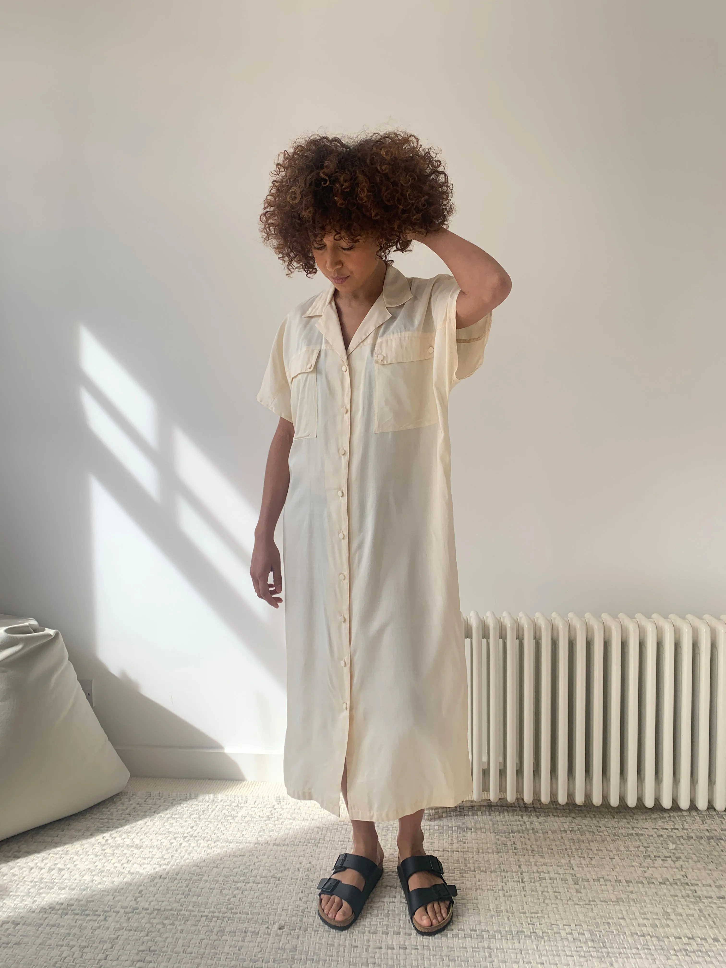 Minimal silk vintage shirt dress