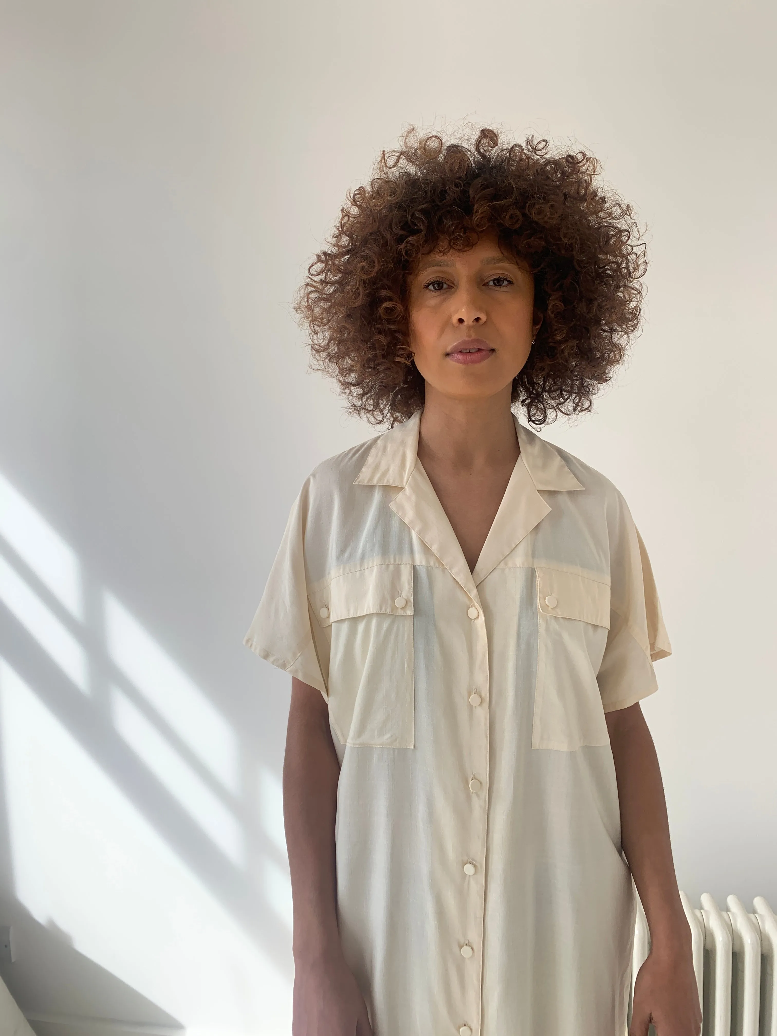 Minimal silk vintage shirt dress