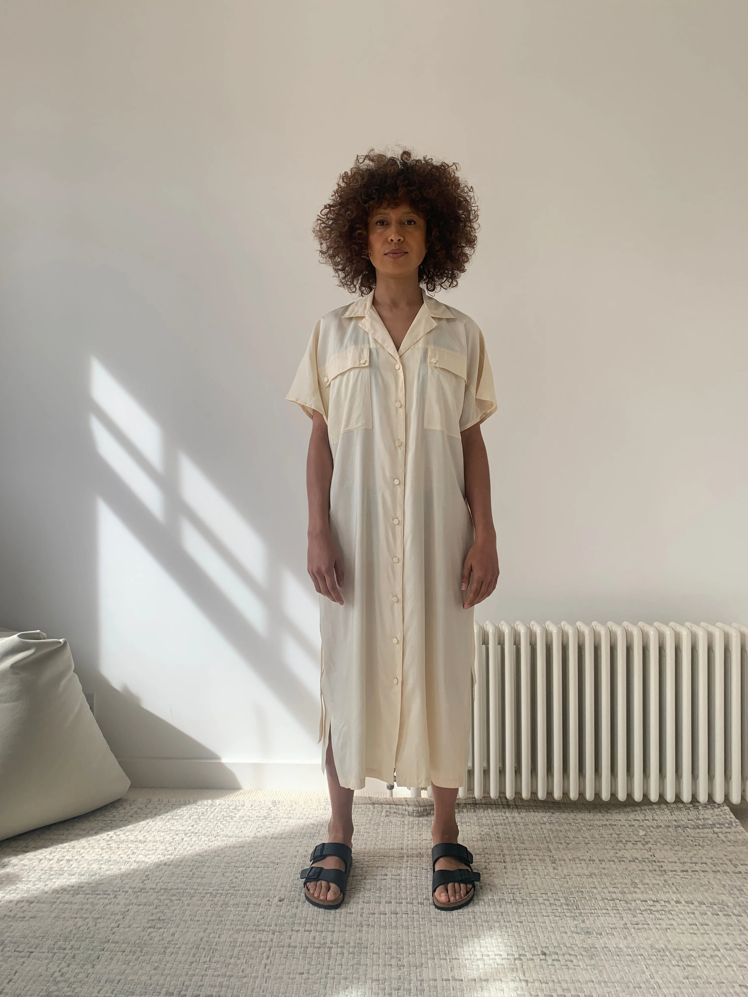 Minimal silk vintage shirt dress