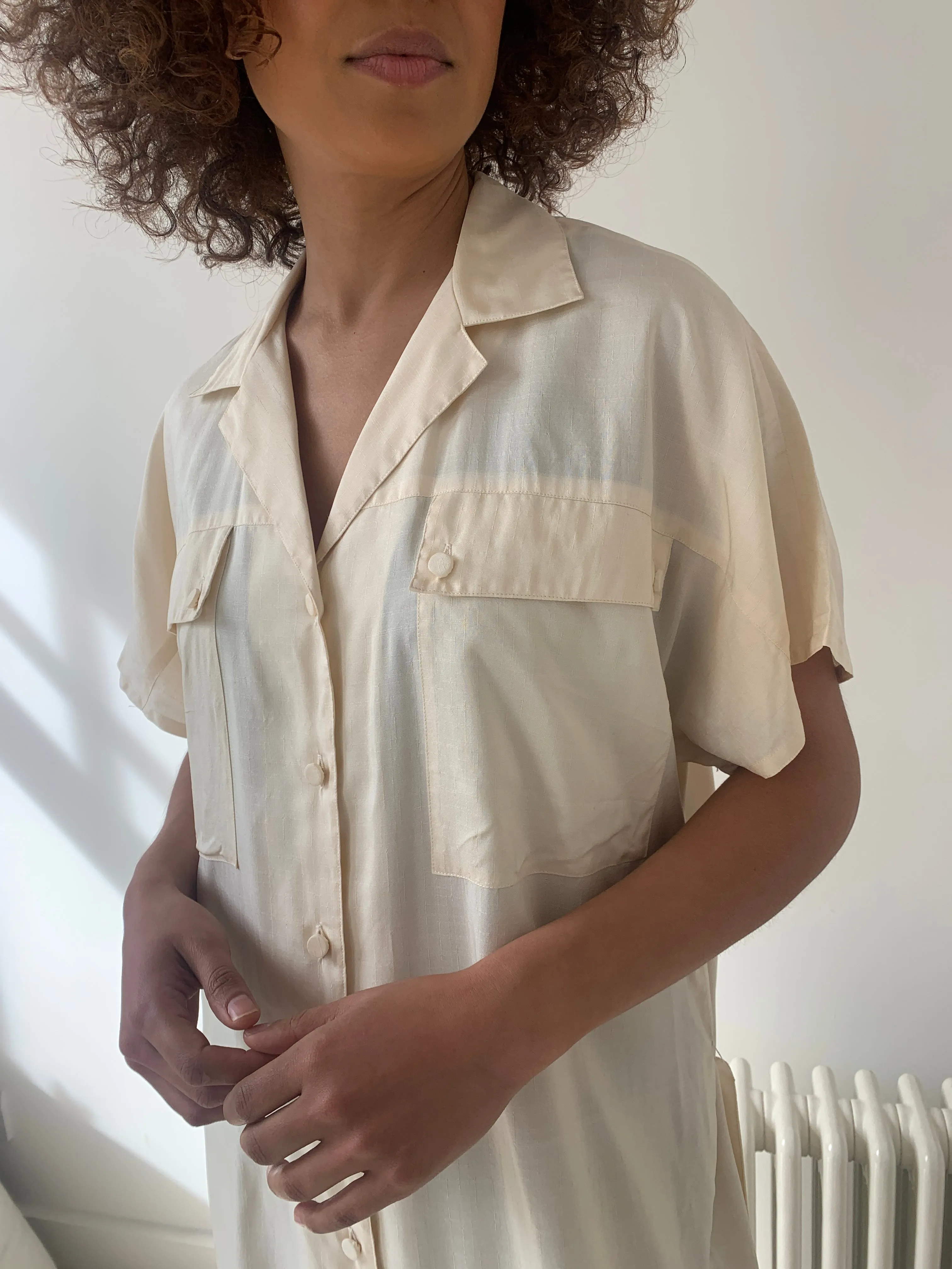 Minimal silk vintage shirt dress
