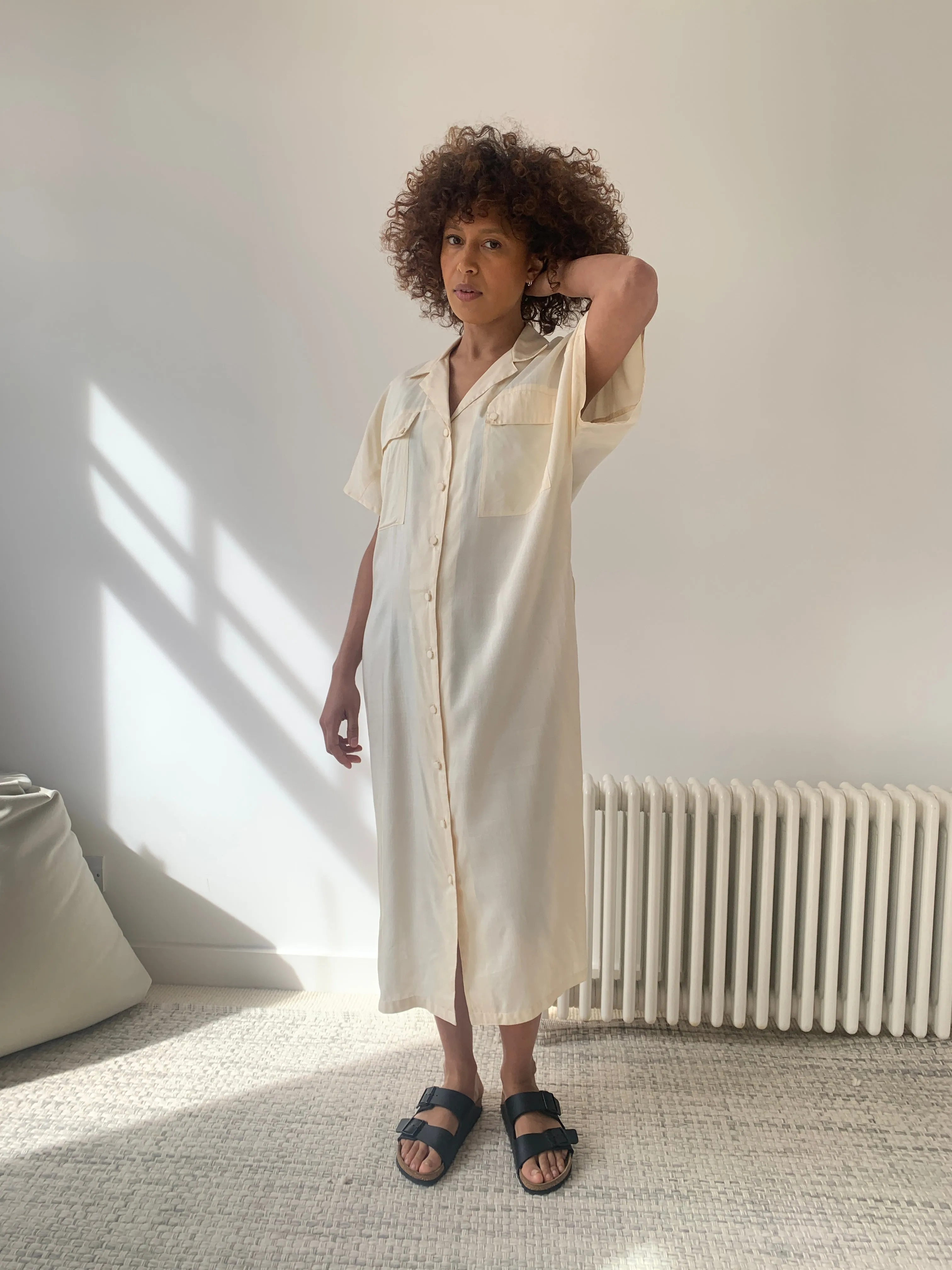 Minimal silk vintage shirt dress