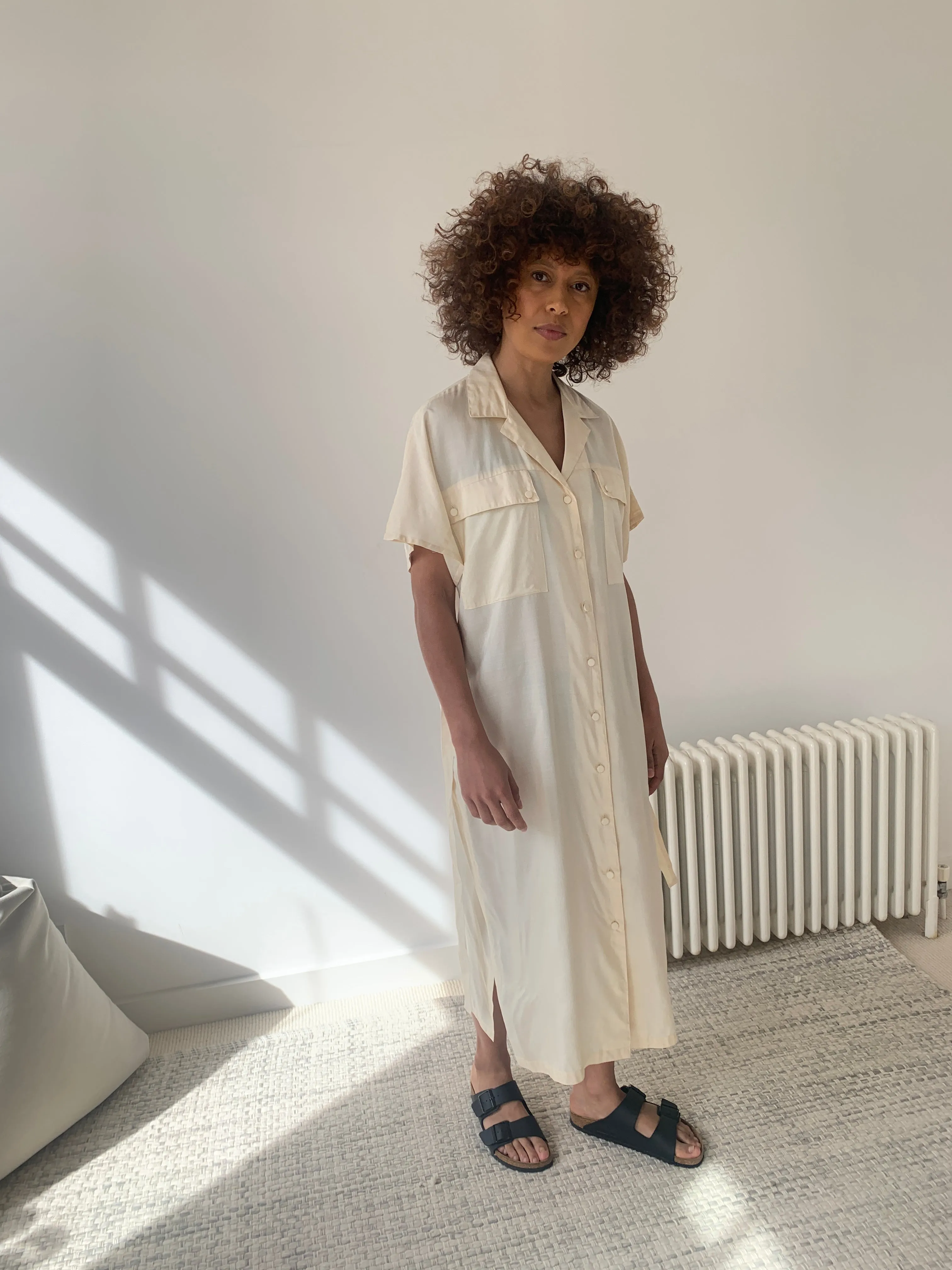 Minimal silk vintage shirt dress