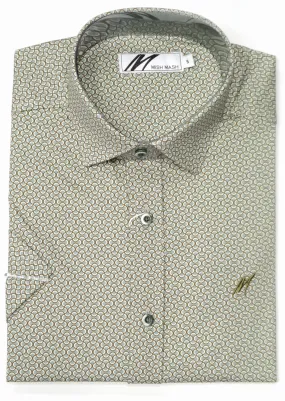 Mish Mash Albatross Printed Short Sleeve Casual Shirt - Desert Sage