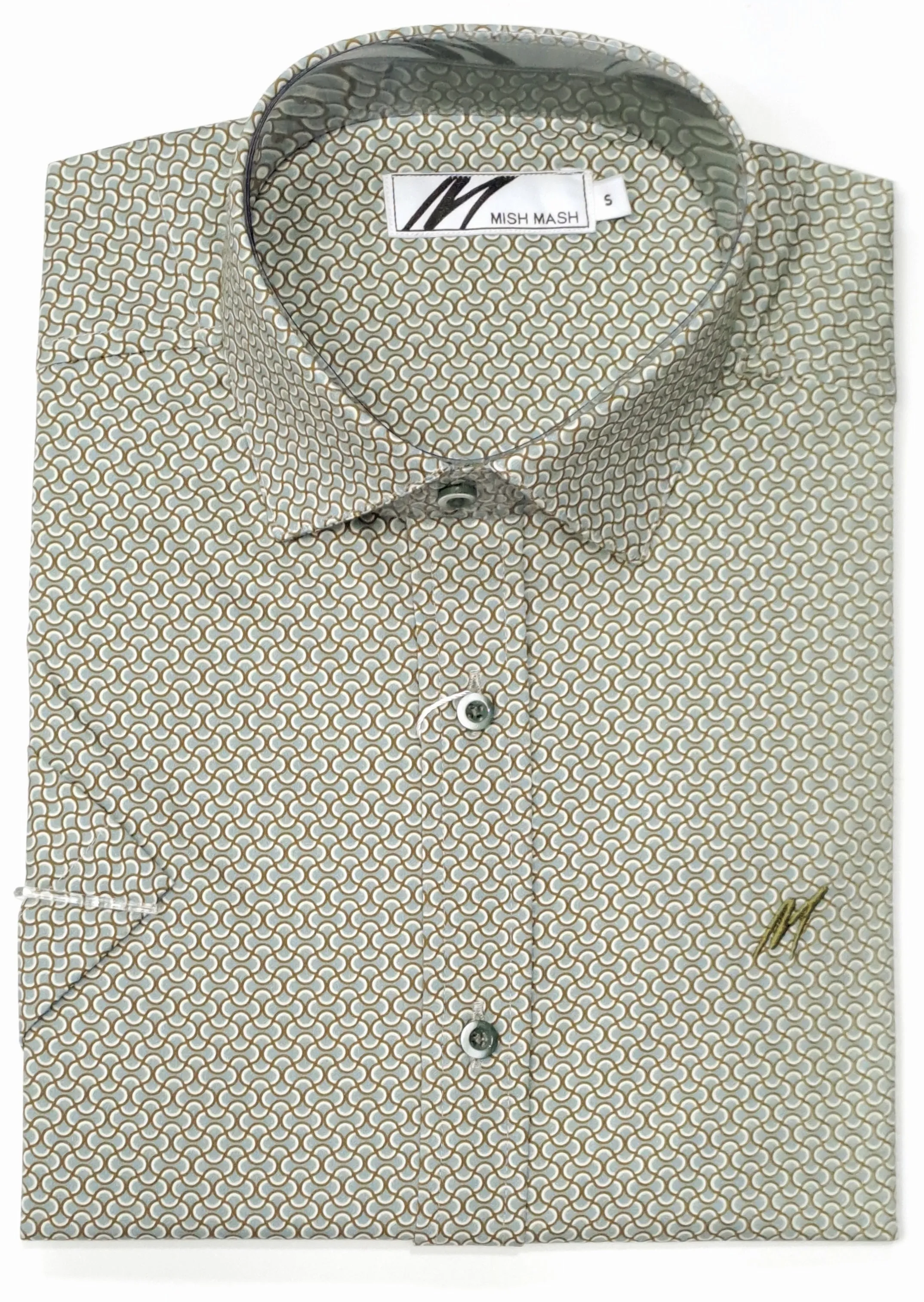 Mish Mash Albatross Printed Short Sleeve Casual Shirt - Desert Sage