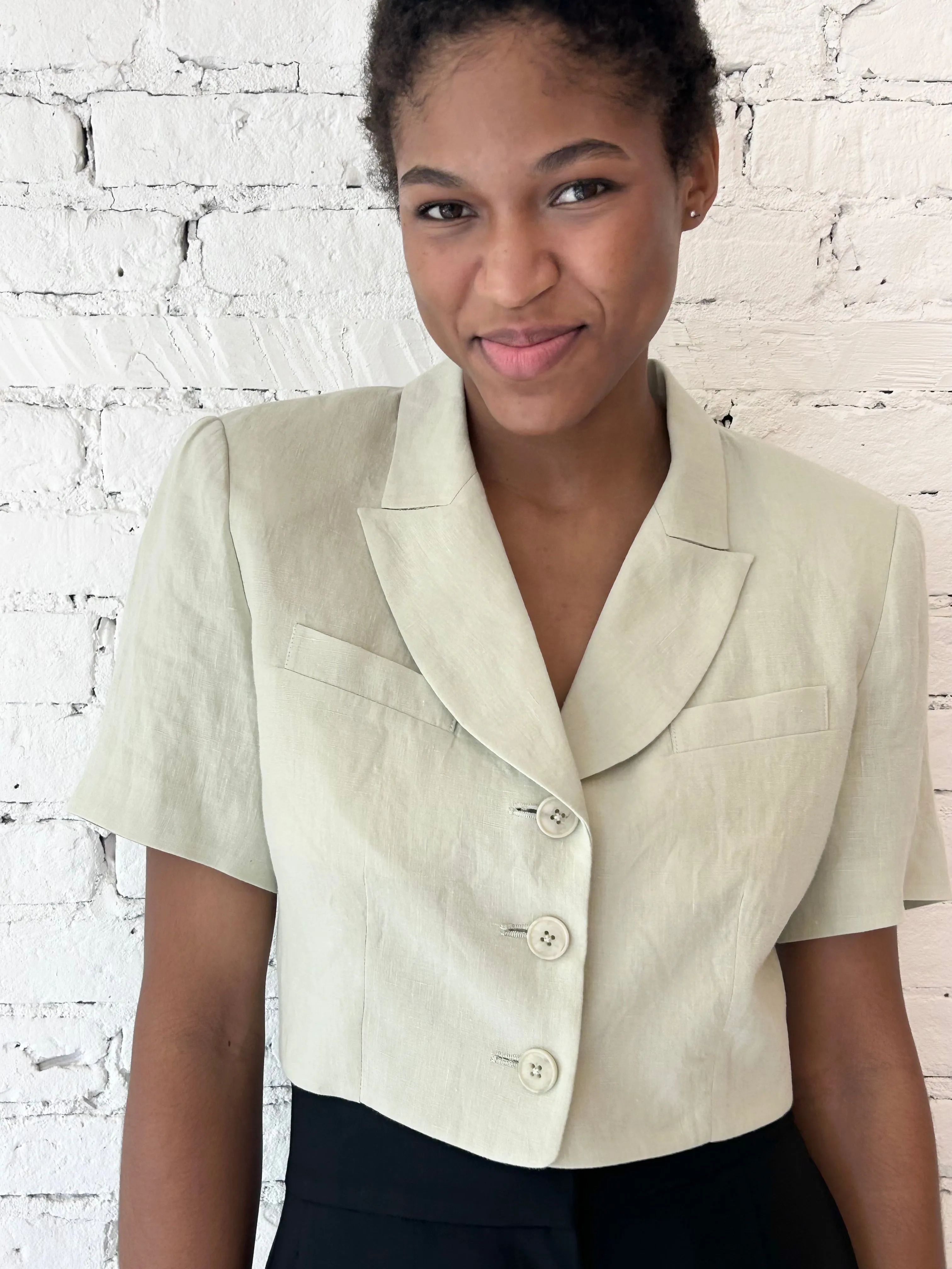 Niki Cropped Jacket - Sage