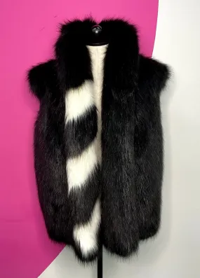 OFF WHITE BLACK RAP FAUX FUR VEST - 38/SMALL