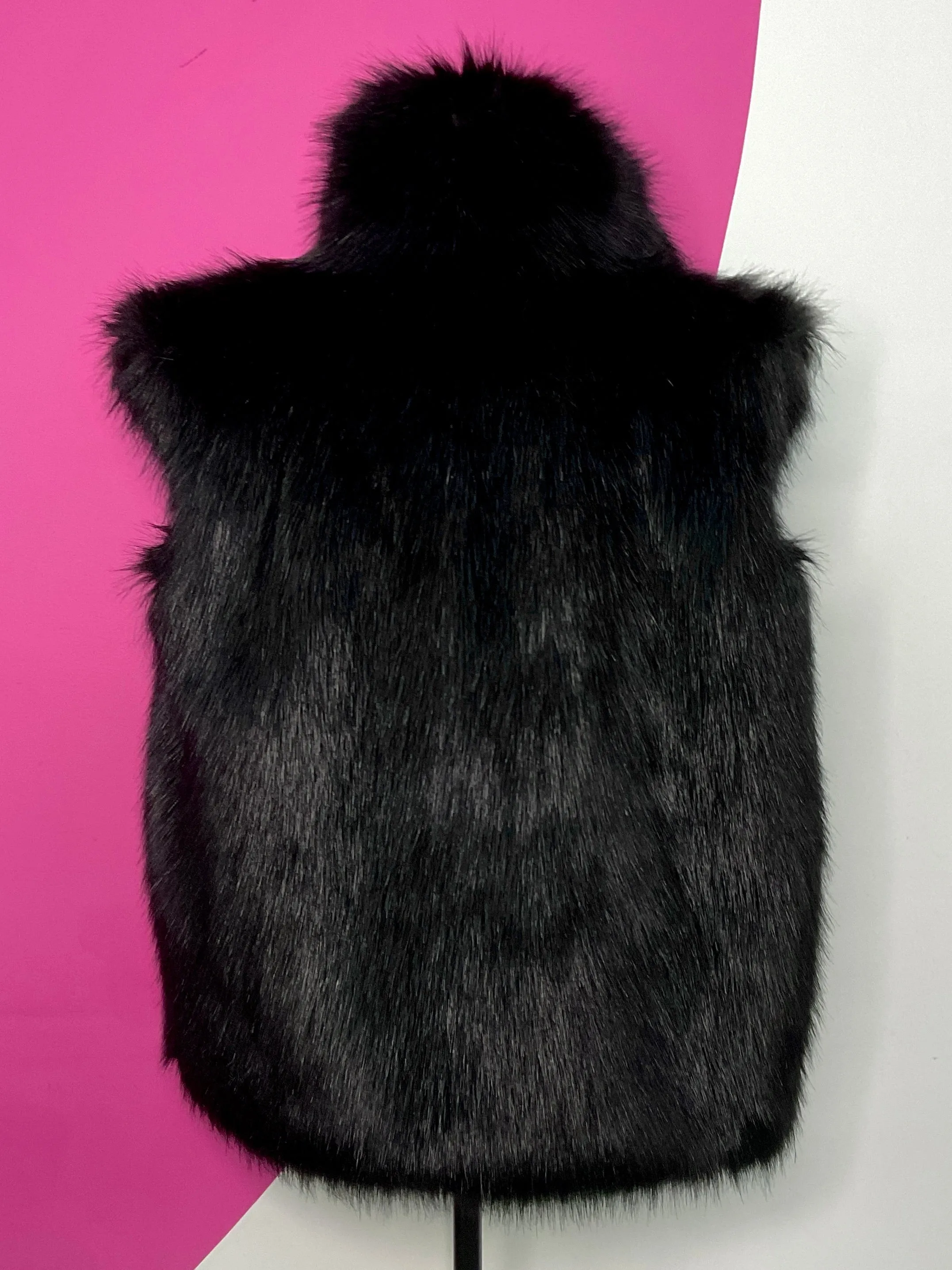OFF WHITE BLACK RAP FAUX FUR VEST - 38/SMALL