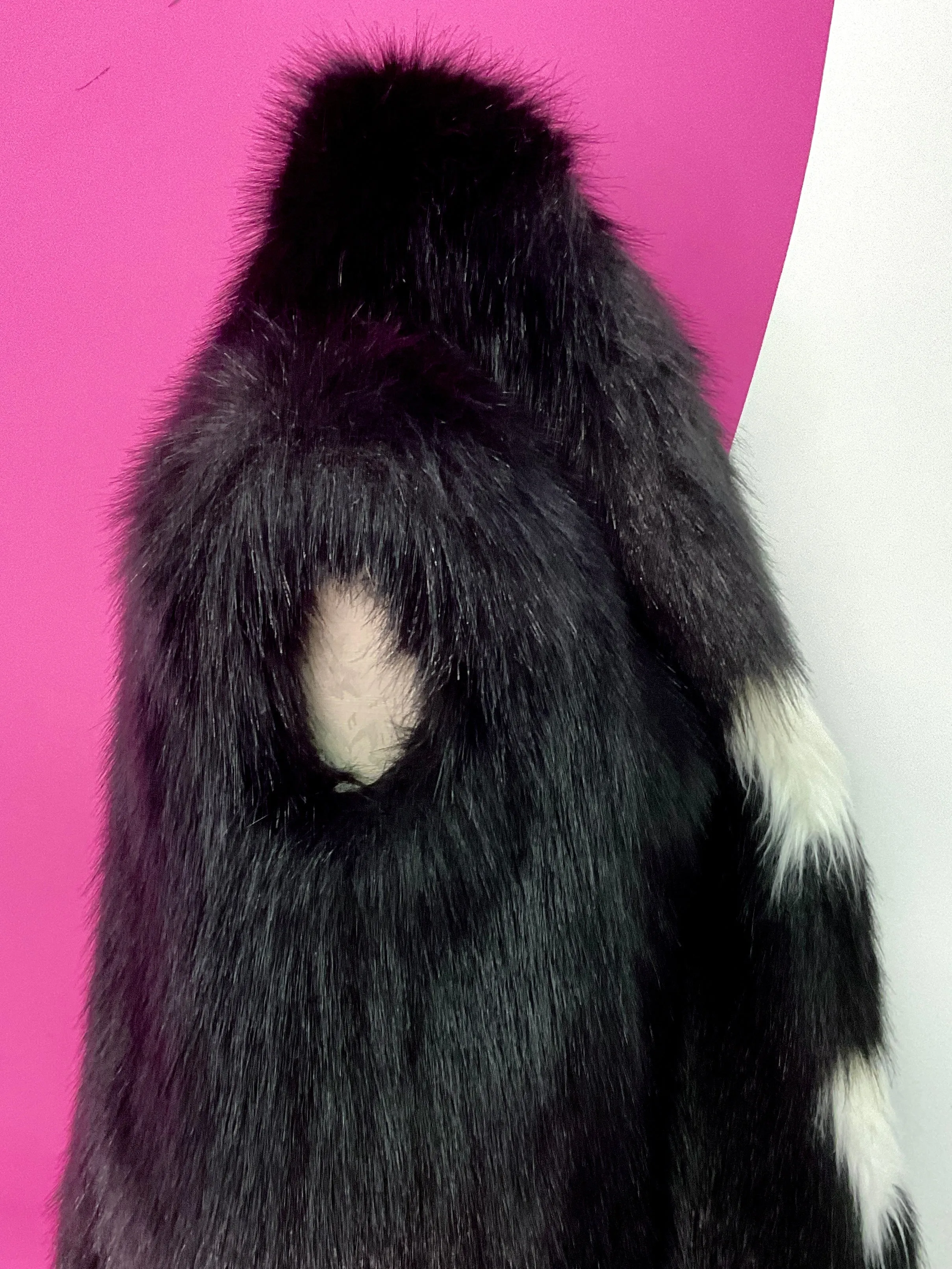 OFF WHITE BLACK RAP FAUX FUR VEST - 38/SMALL