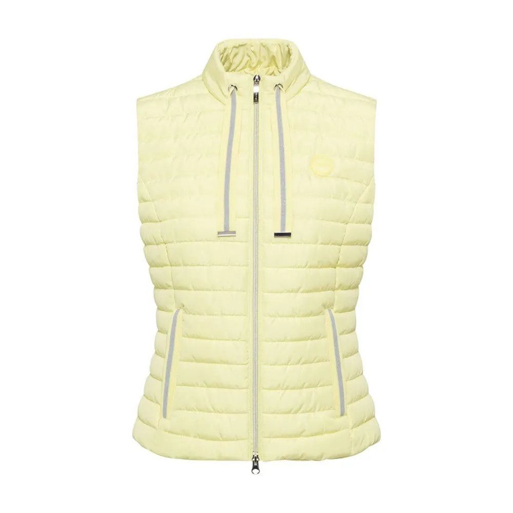 Olsen Padded gilet with stand-up collar with zips and tassles in Lemon