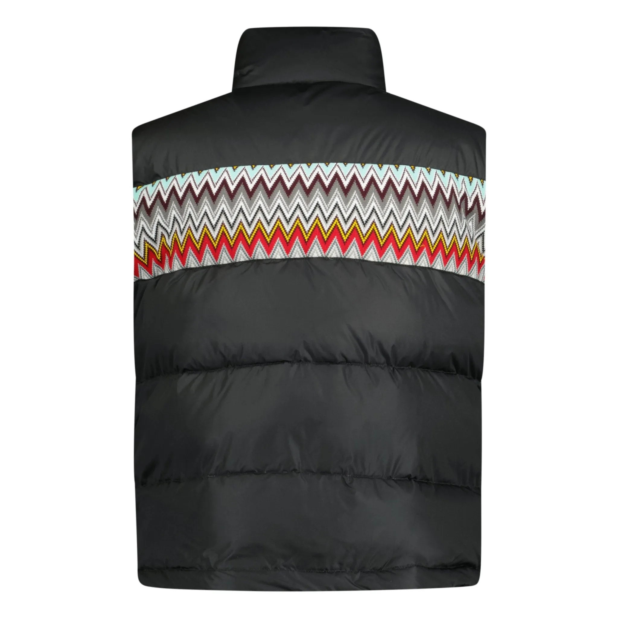 Padded Down Gilet With Mixed Pattern Black