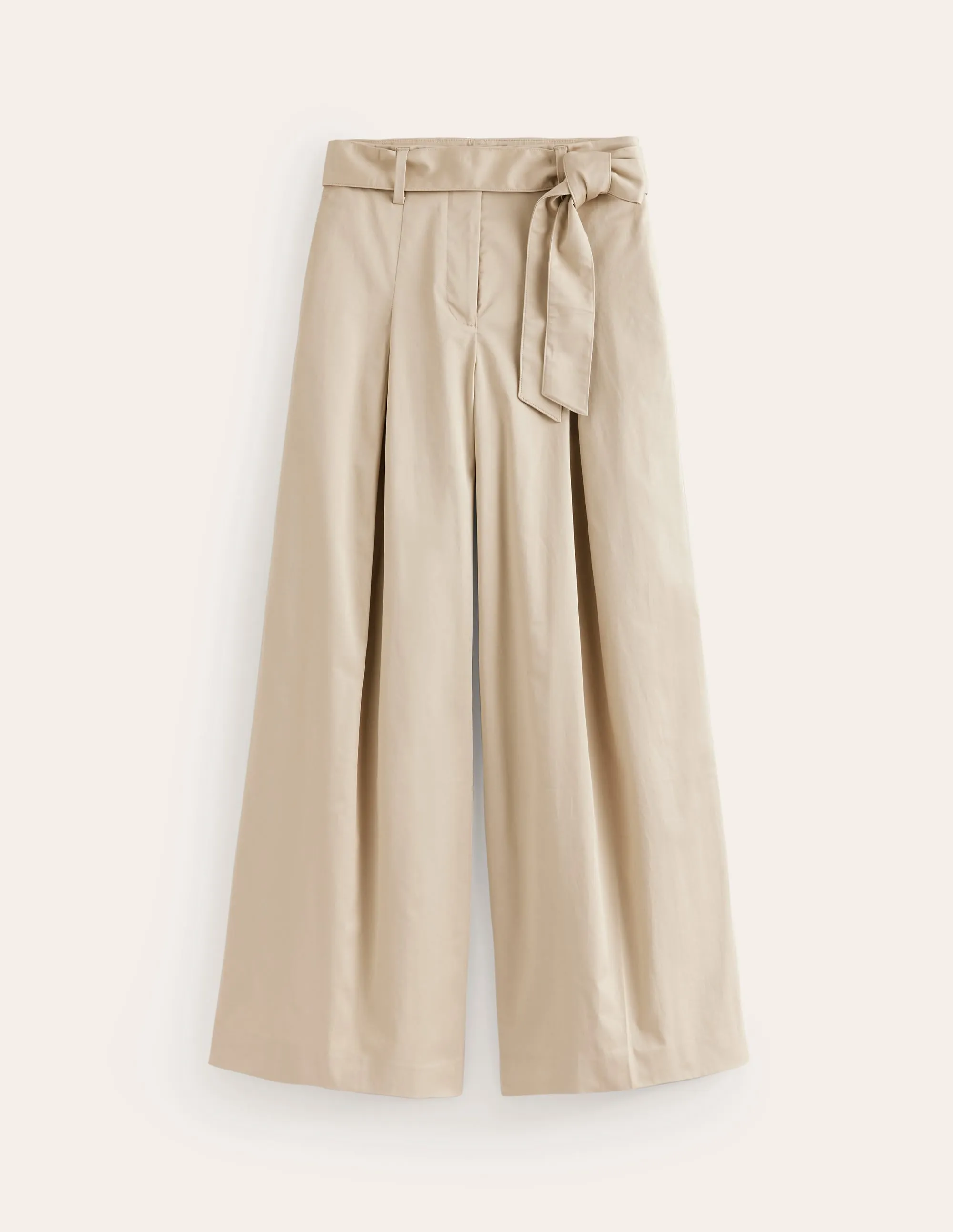Palazzo Cotton Sateen Trousers-Neutral