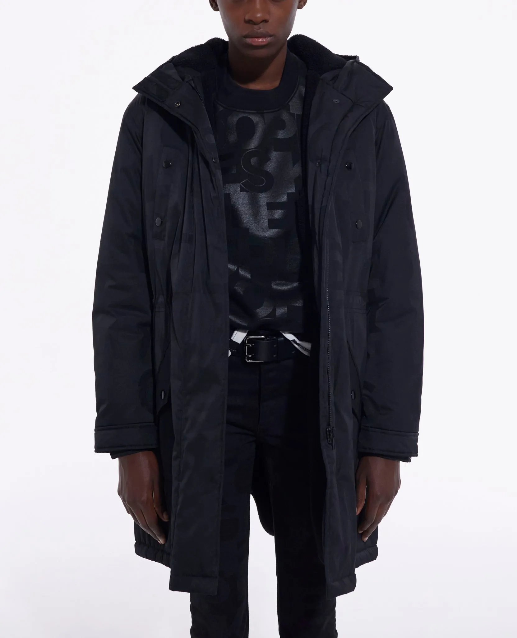Parka longue logo The Kooples noire