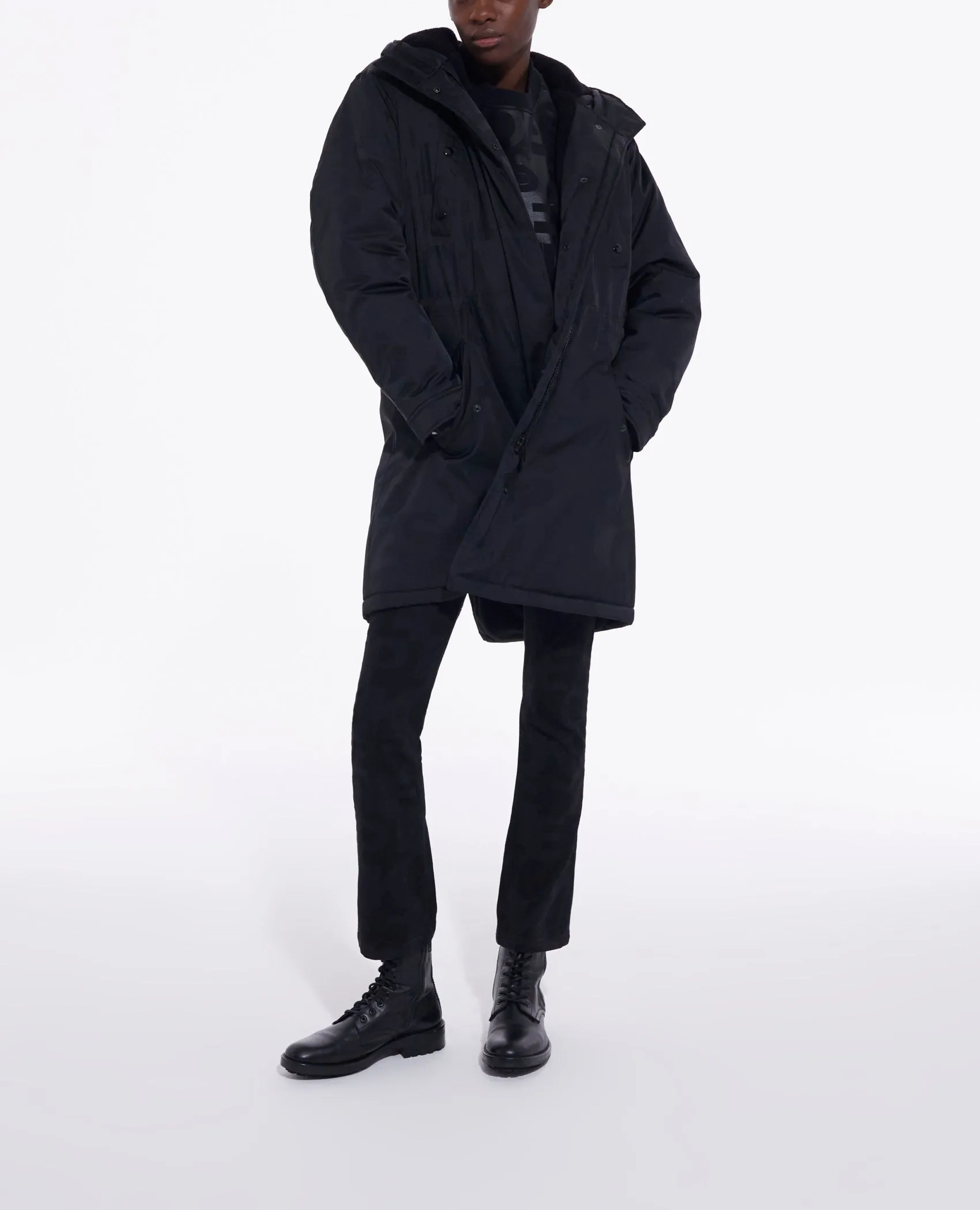 Parka longue logo The Kooples noire