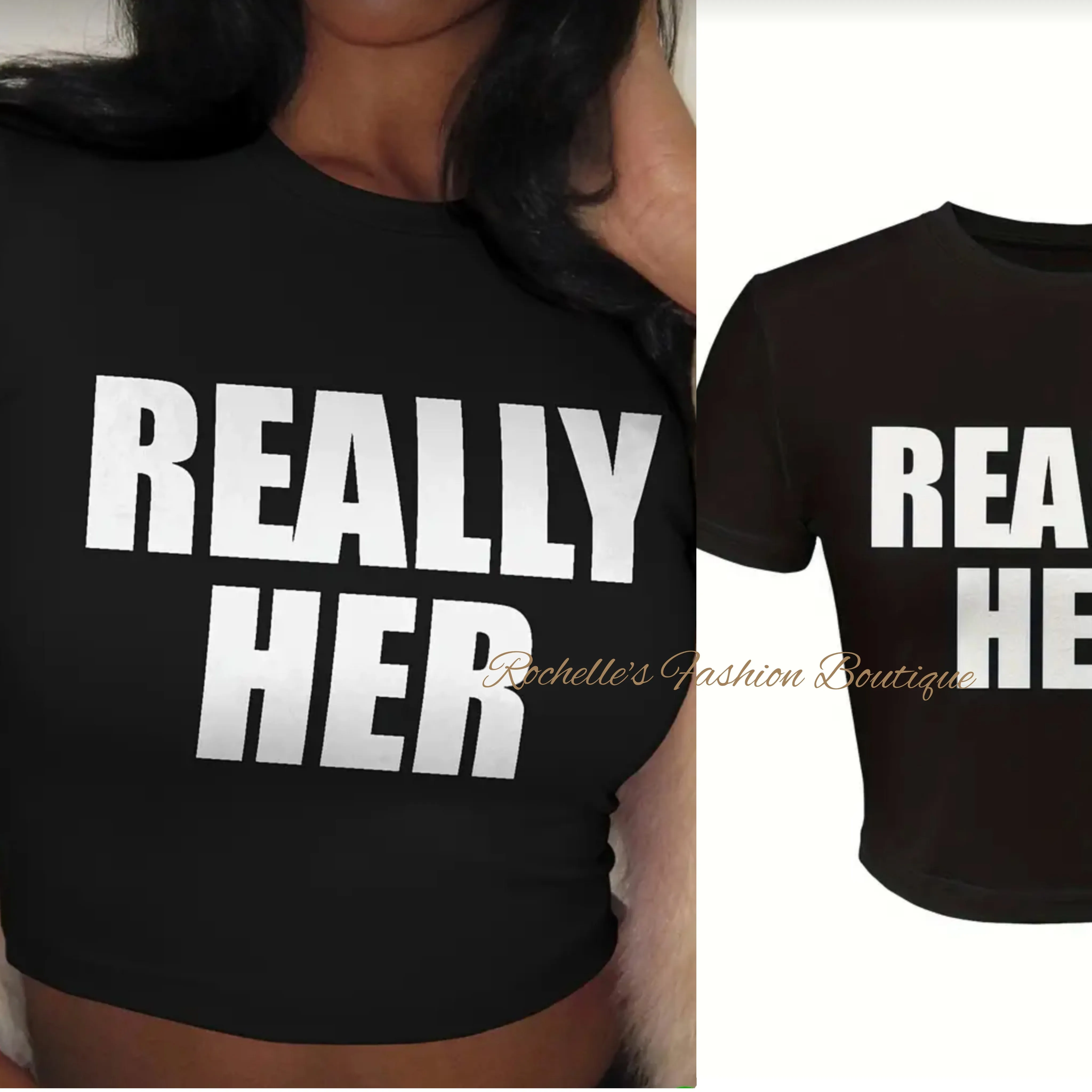 Pink Really Her Crop Top T-Shirt