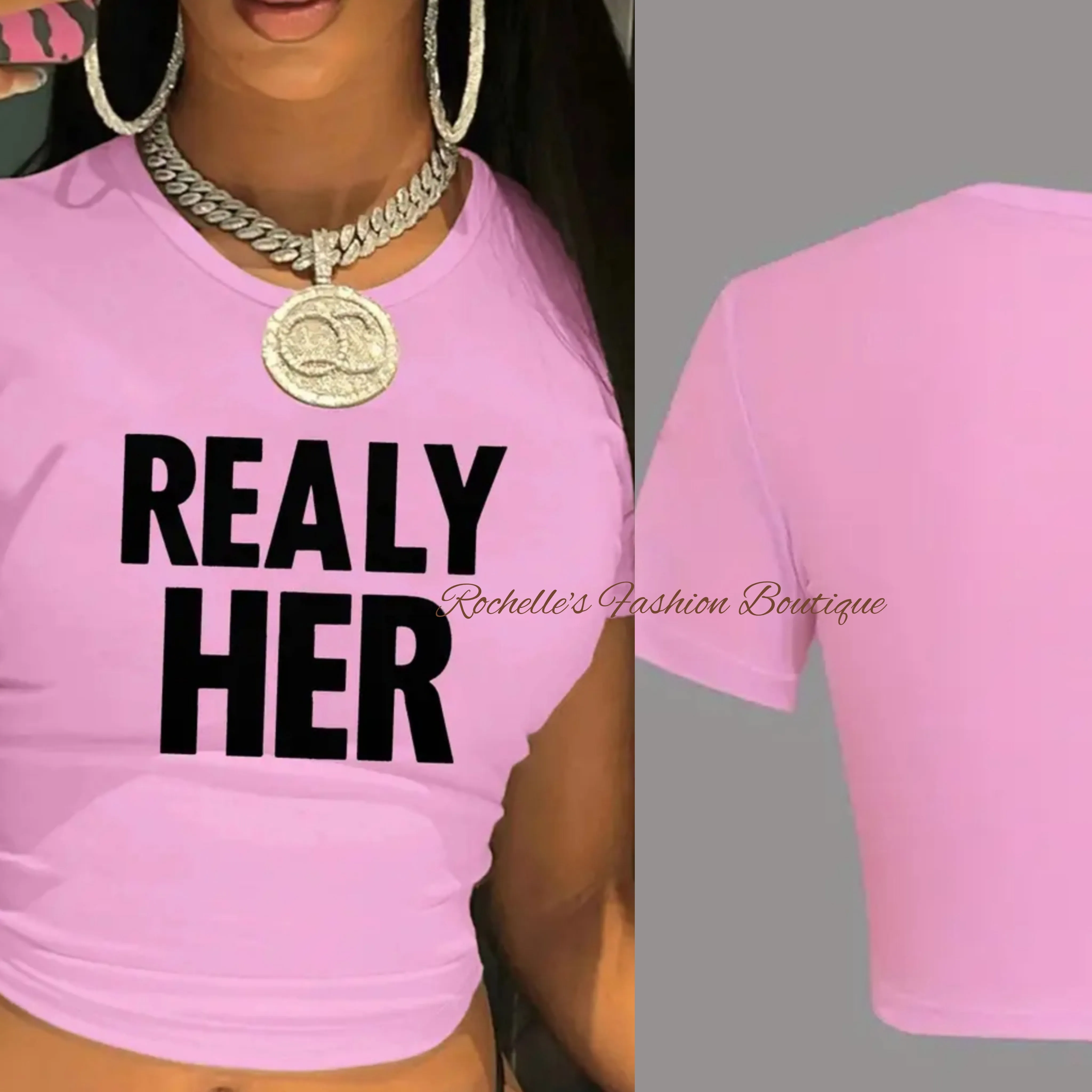Pink Really Her Crop Top T-Shirt