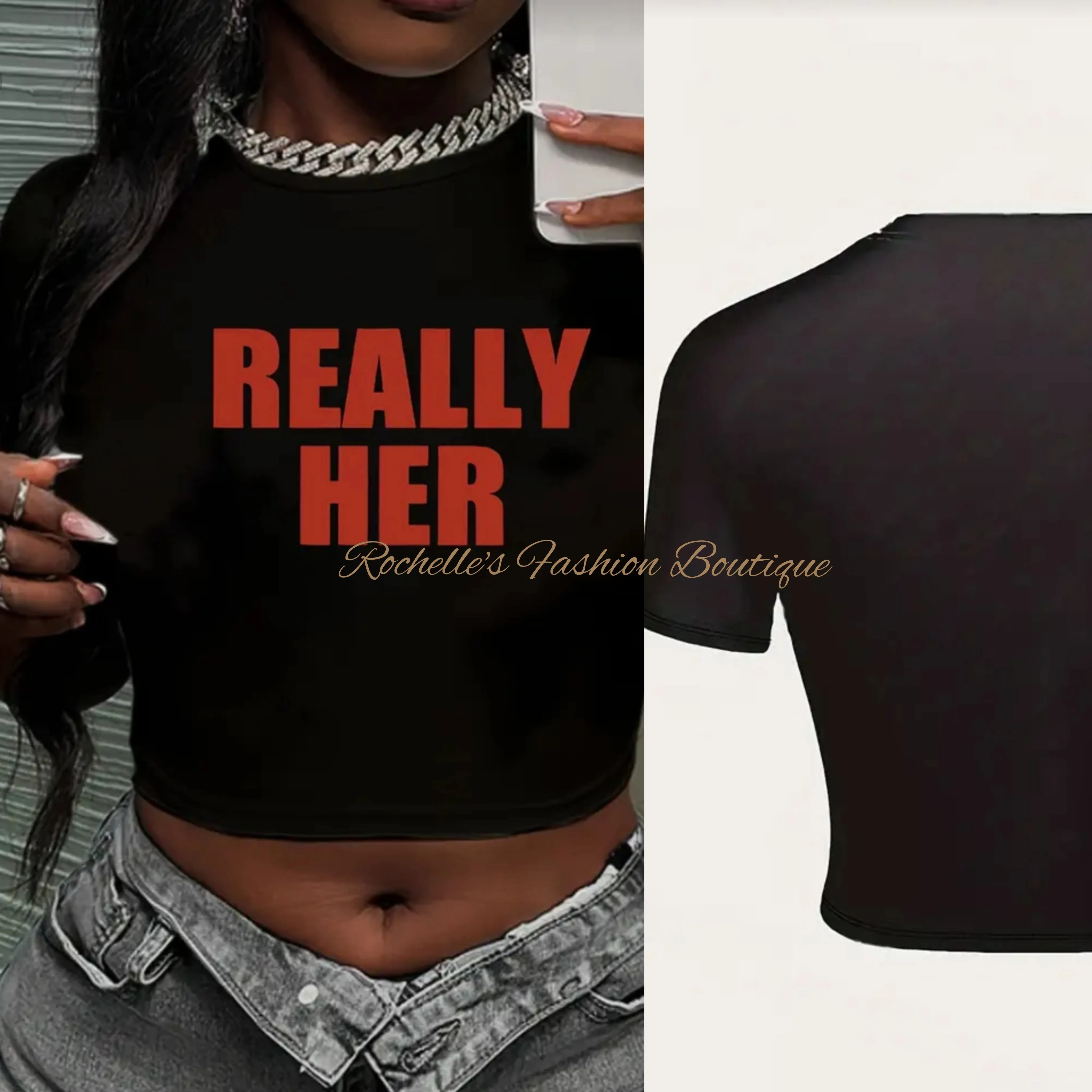 Pink Really Her Crop Top T-Shirt